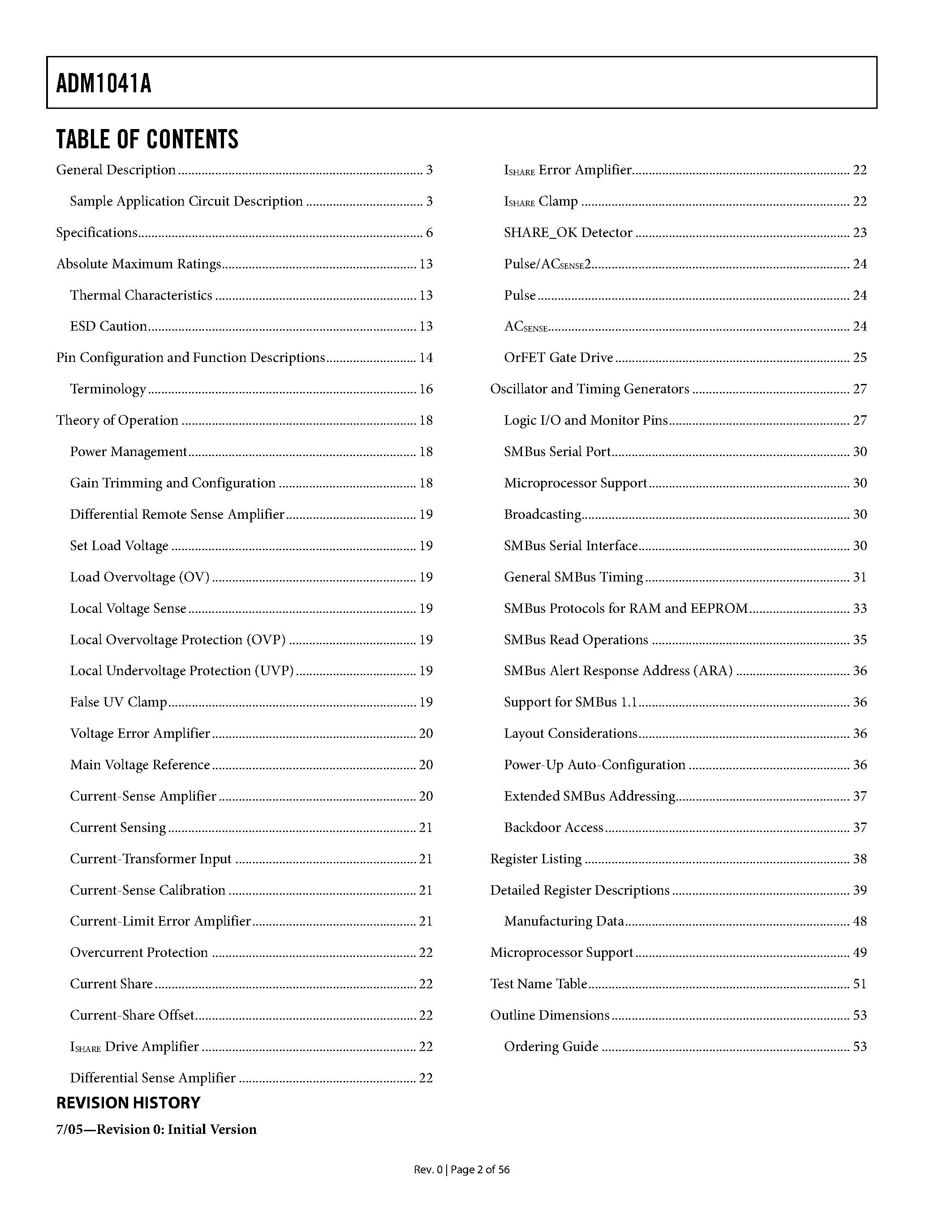 Datasheet ADM1041A - Secondary-Side Controller page 2