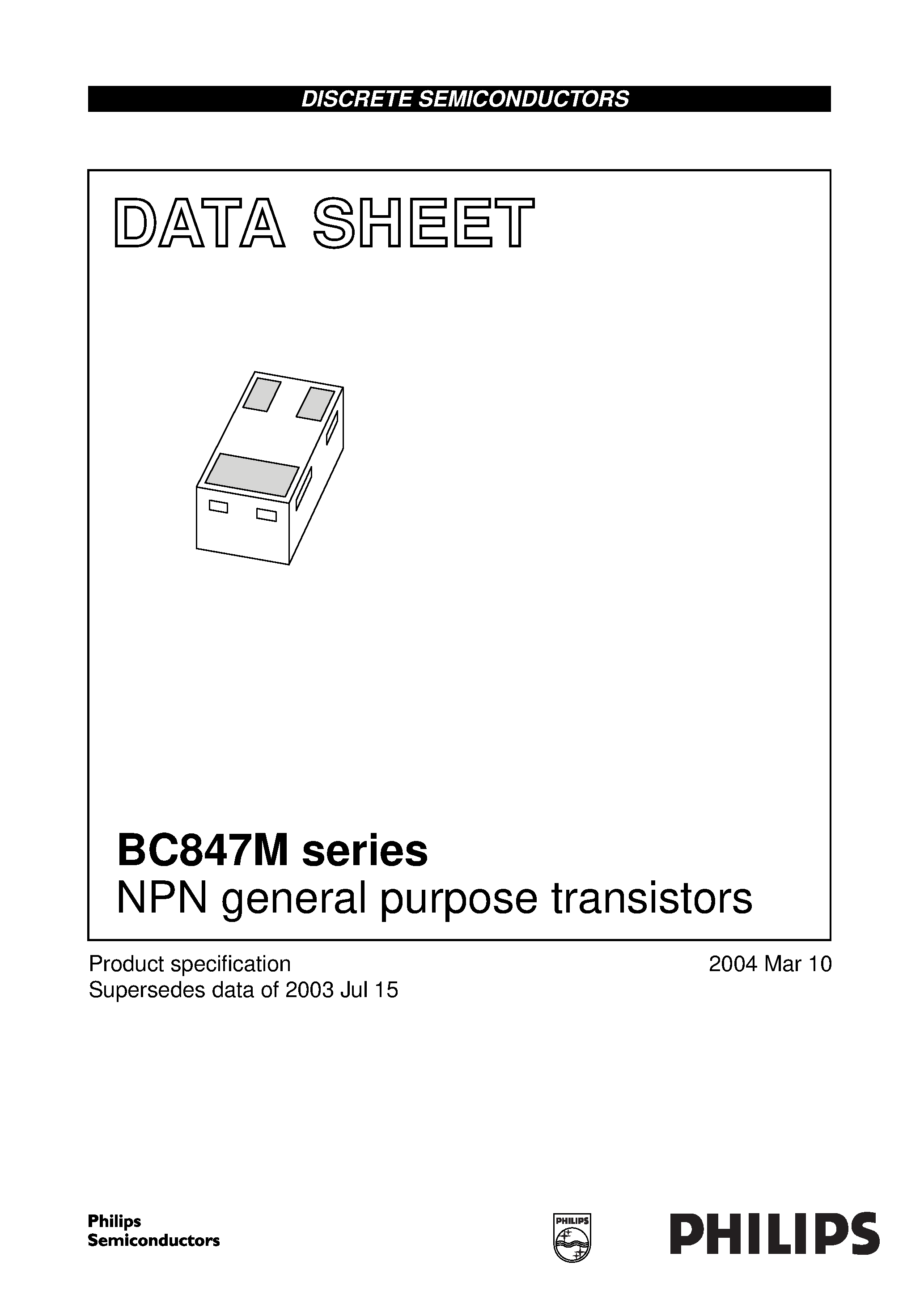 Даташит BC847BM - NPN general purpose transistors страница 1