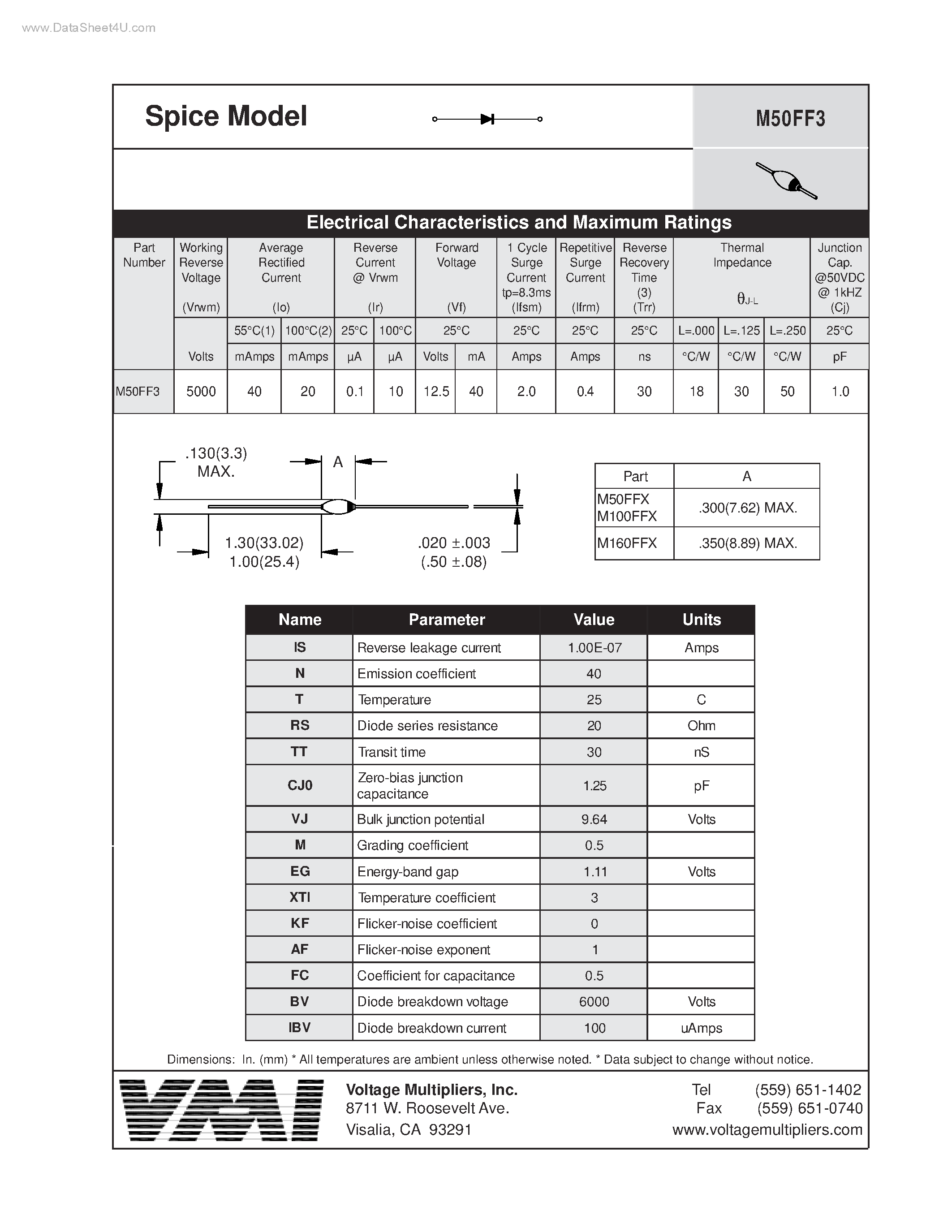 Datasheet M50FF3 page 1 Datasheet M50FF3 - Spice Model page 1
