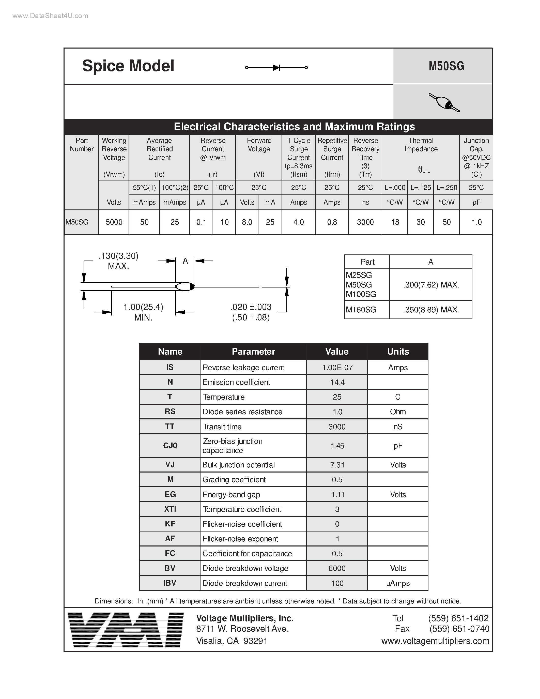 Datasheet M50SG page 1 Datasheet M50SG - Spice Model page 1