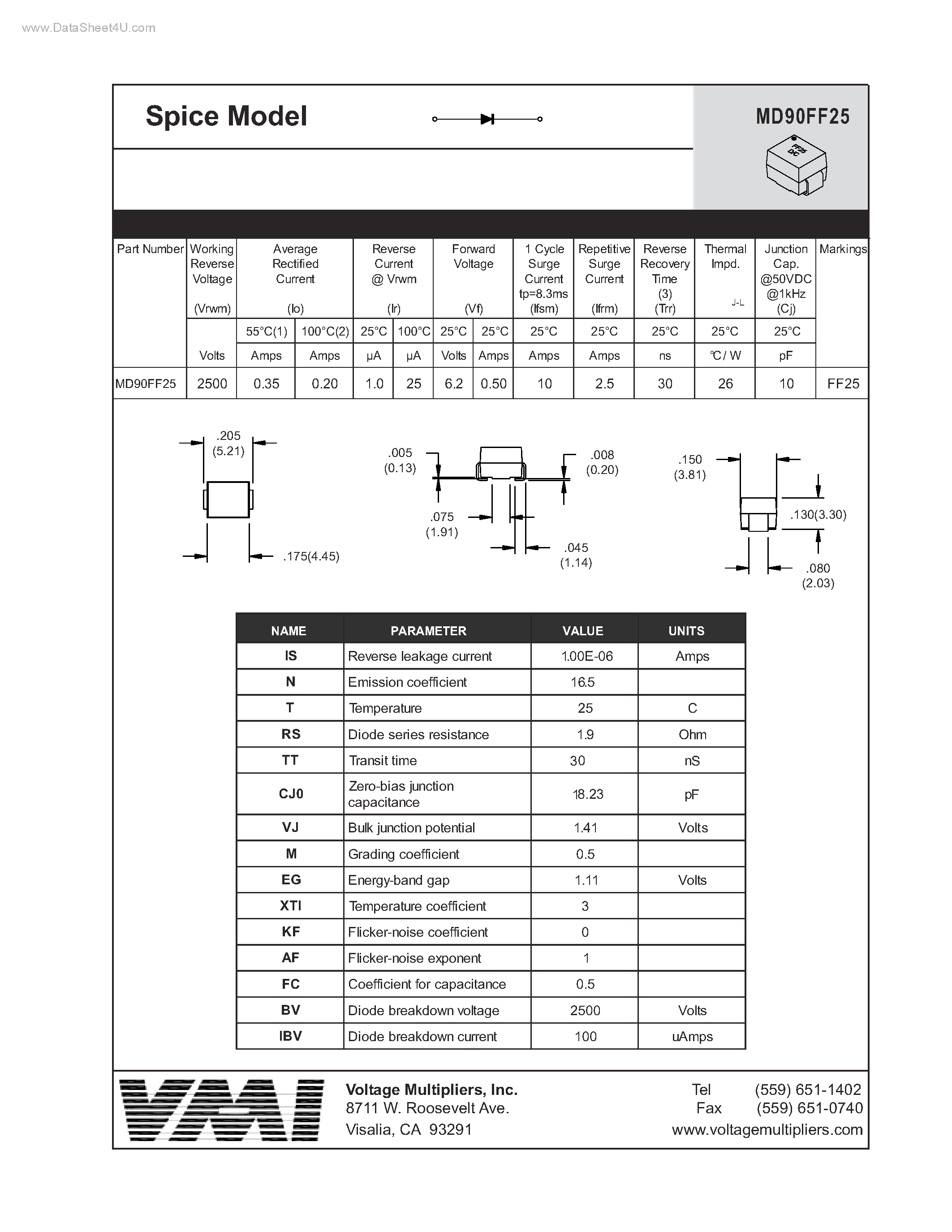 Datasheet MD90FF25 page 1 Datasheet MD90FF25 - Spice Model page 1