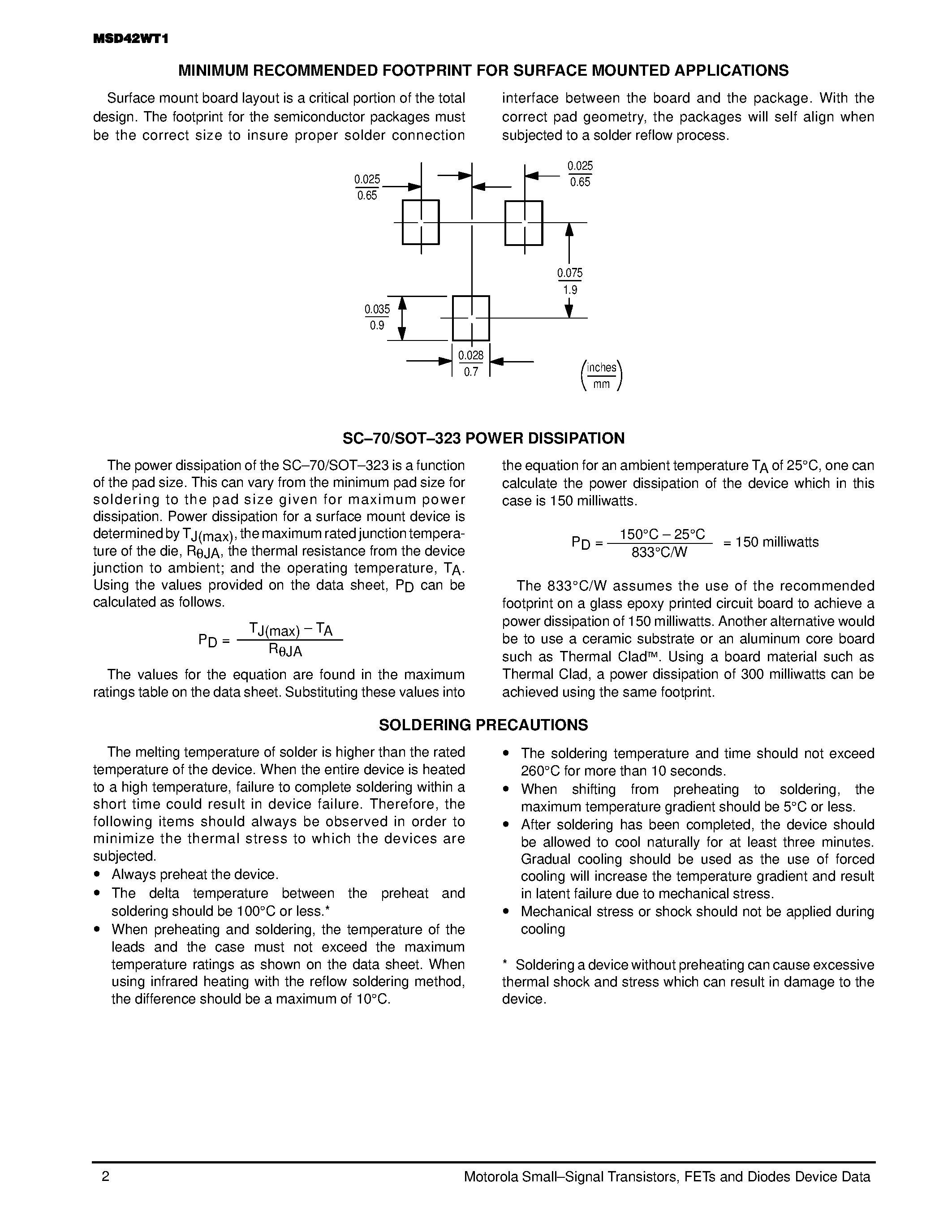 Datasheet MSD42WT1 - NPN GENERAL PURPOSE HIGH VOLTAGE TRANSISTORS SURFACE MOUNT page 2