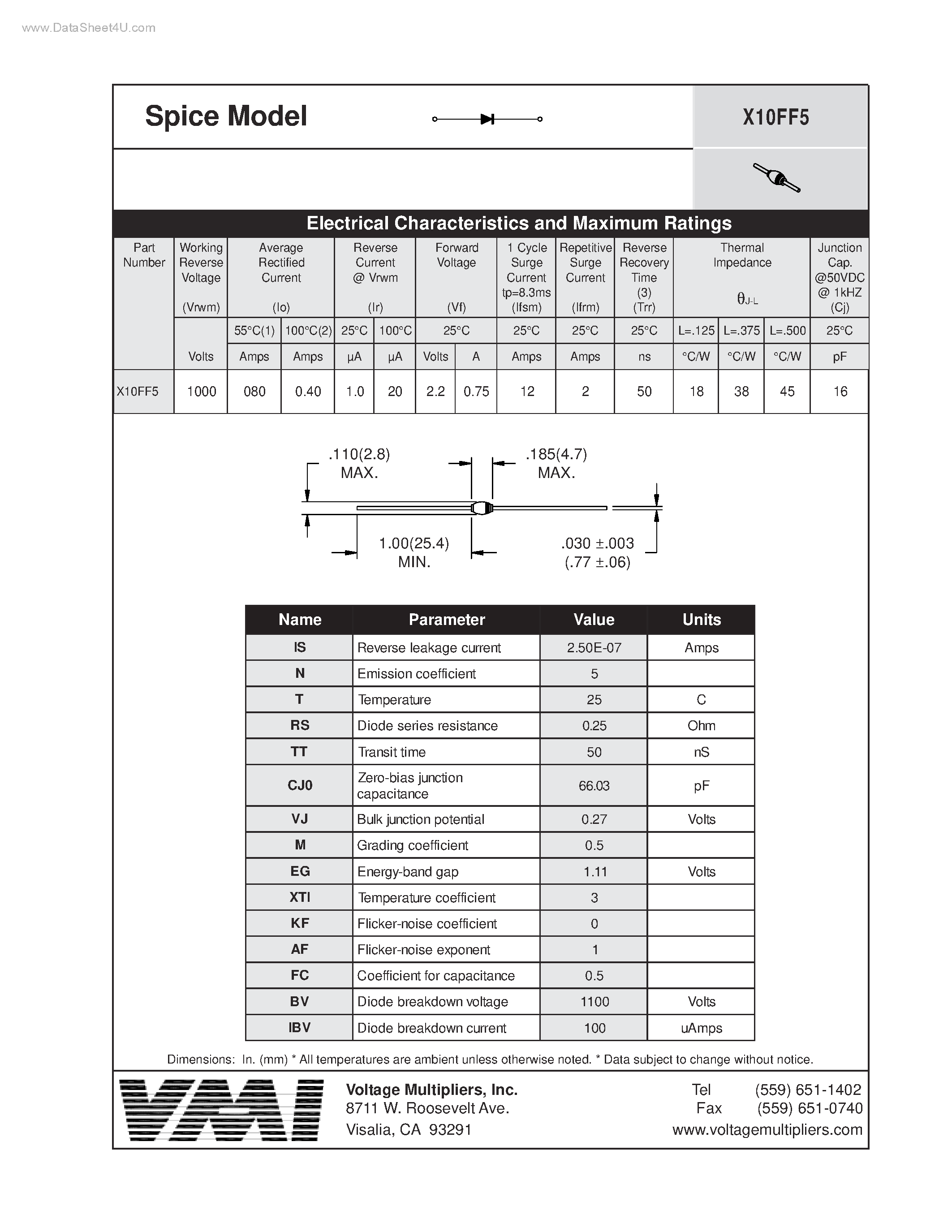 Datasheet X10FF5 page 1 Datasheet X10FF5 - Spice Model page 1