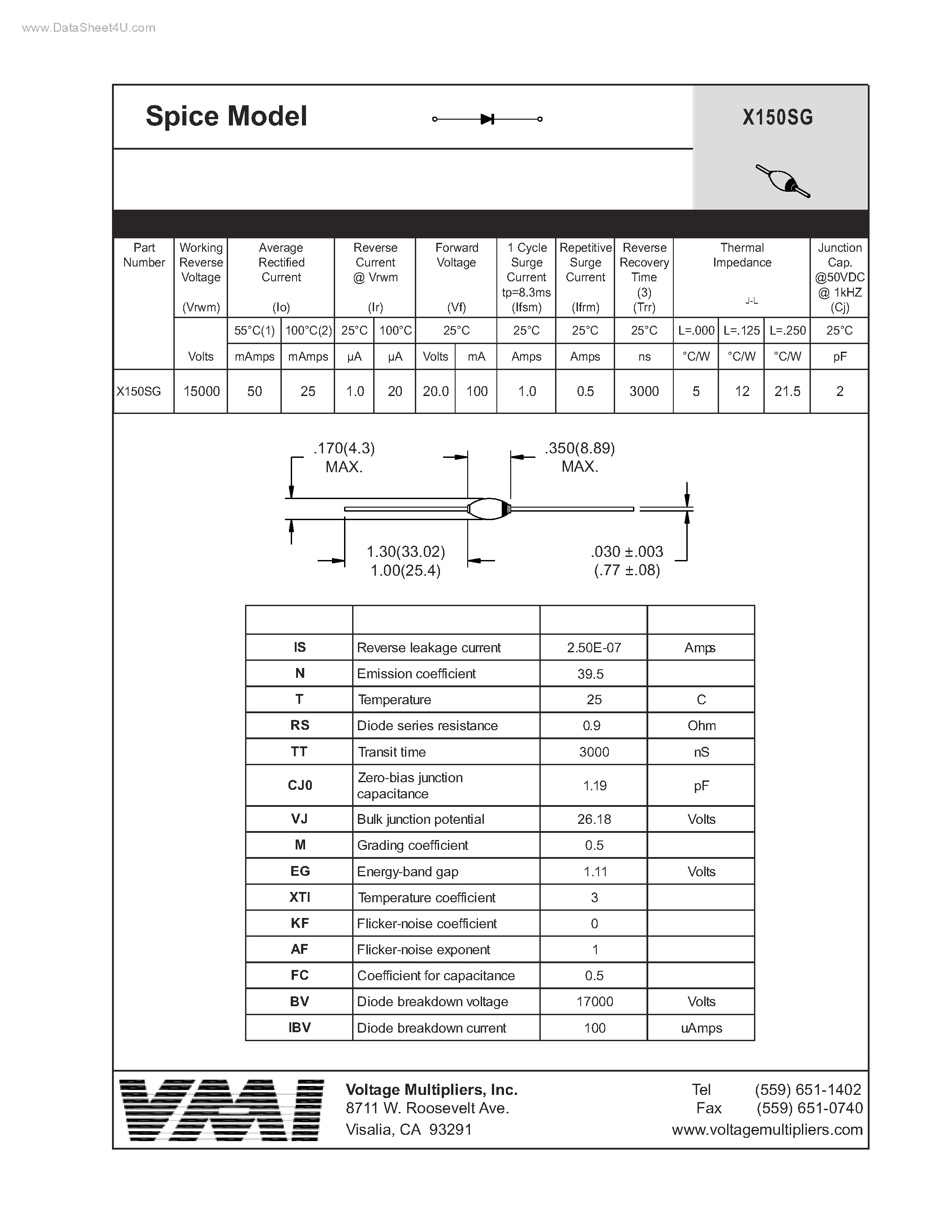 Datasheet X150SG page 1 Datasheet X150SG - Spice Model page 1