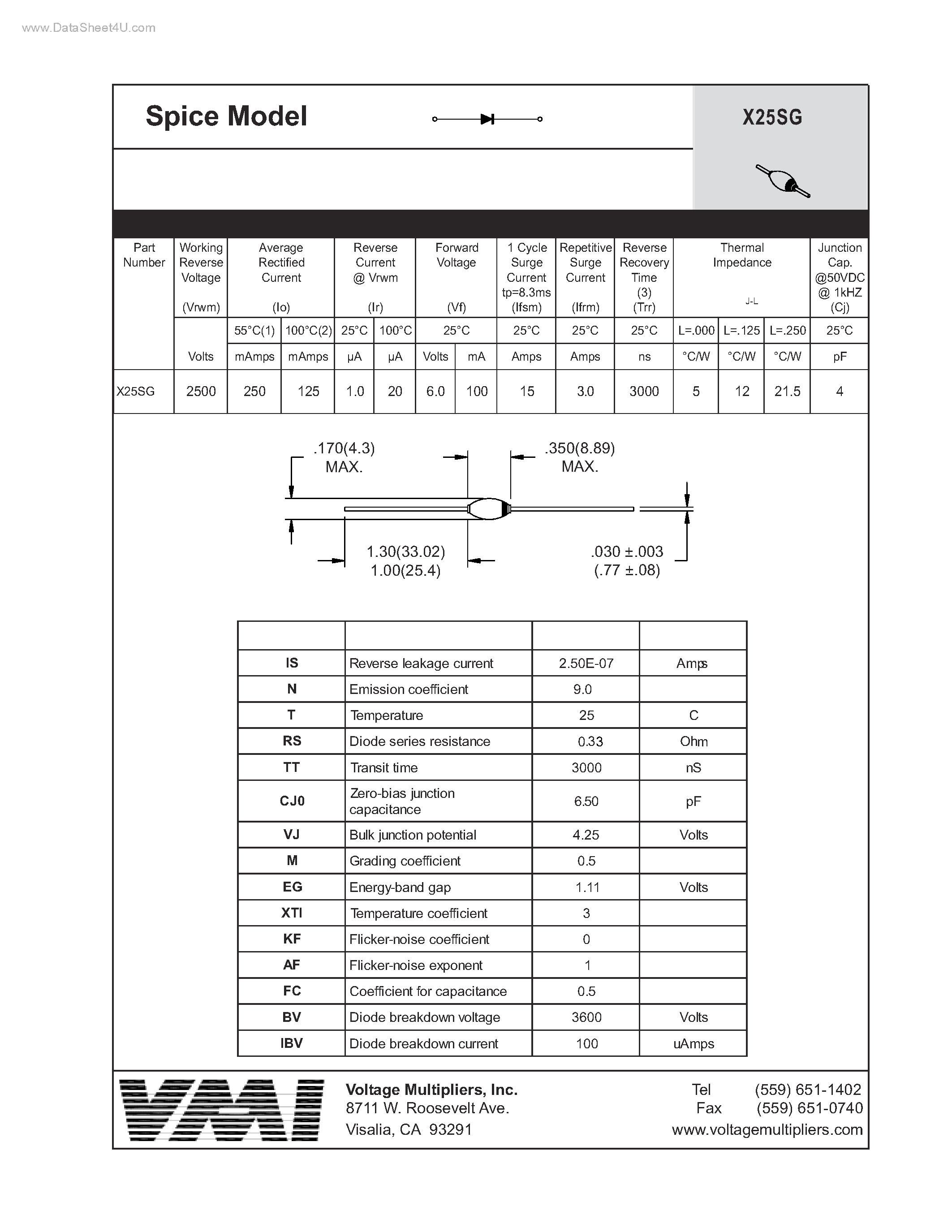 Datasheet X25SG page 1 Datasheet X25SG - Spice Model page 1