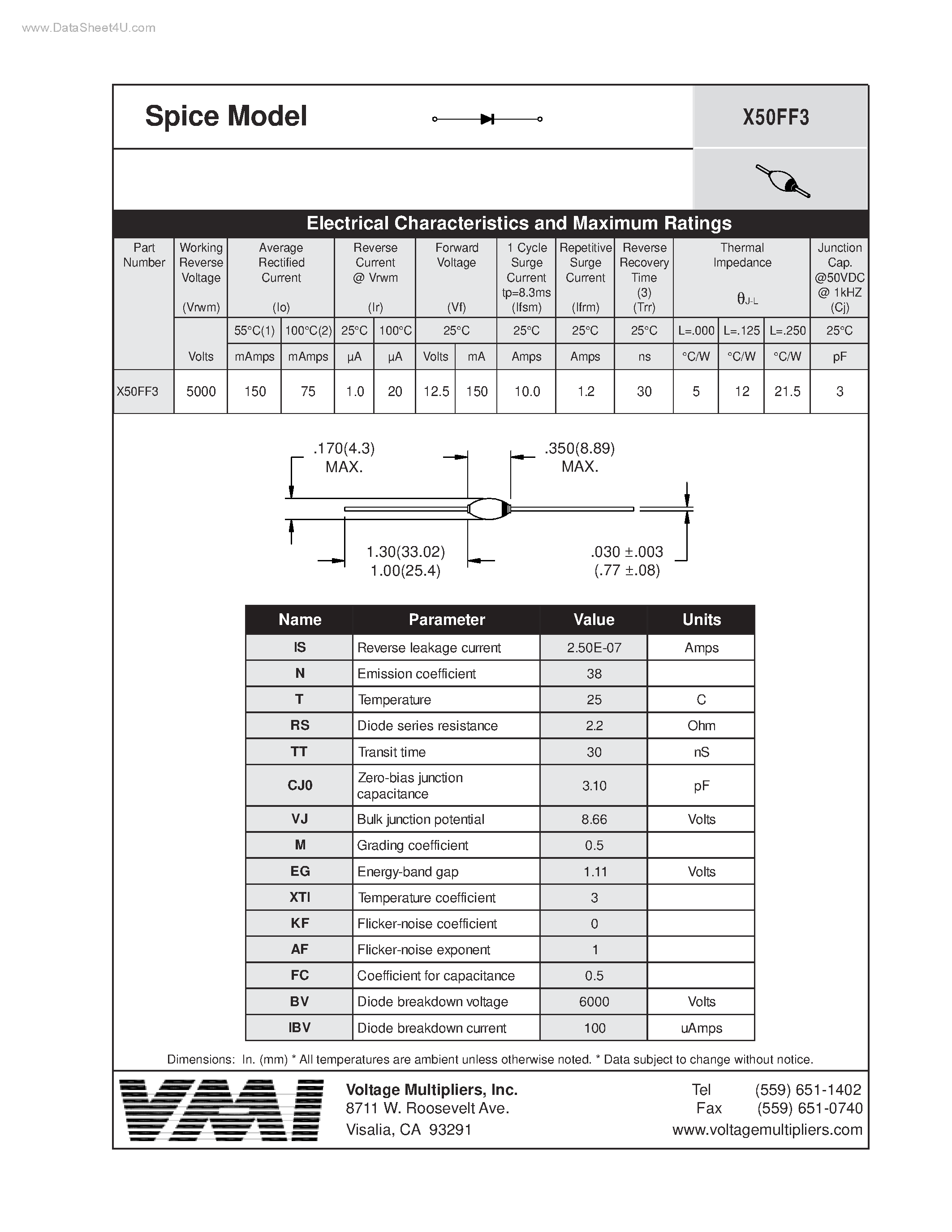 Datasheet X50FF3 page 1 Datasheet X50FF3 - Spice Model page 1