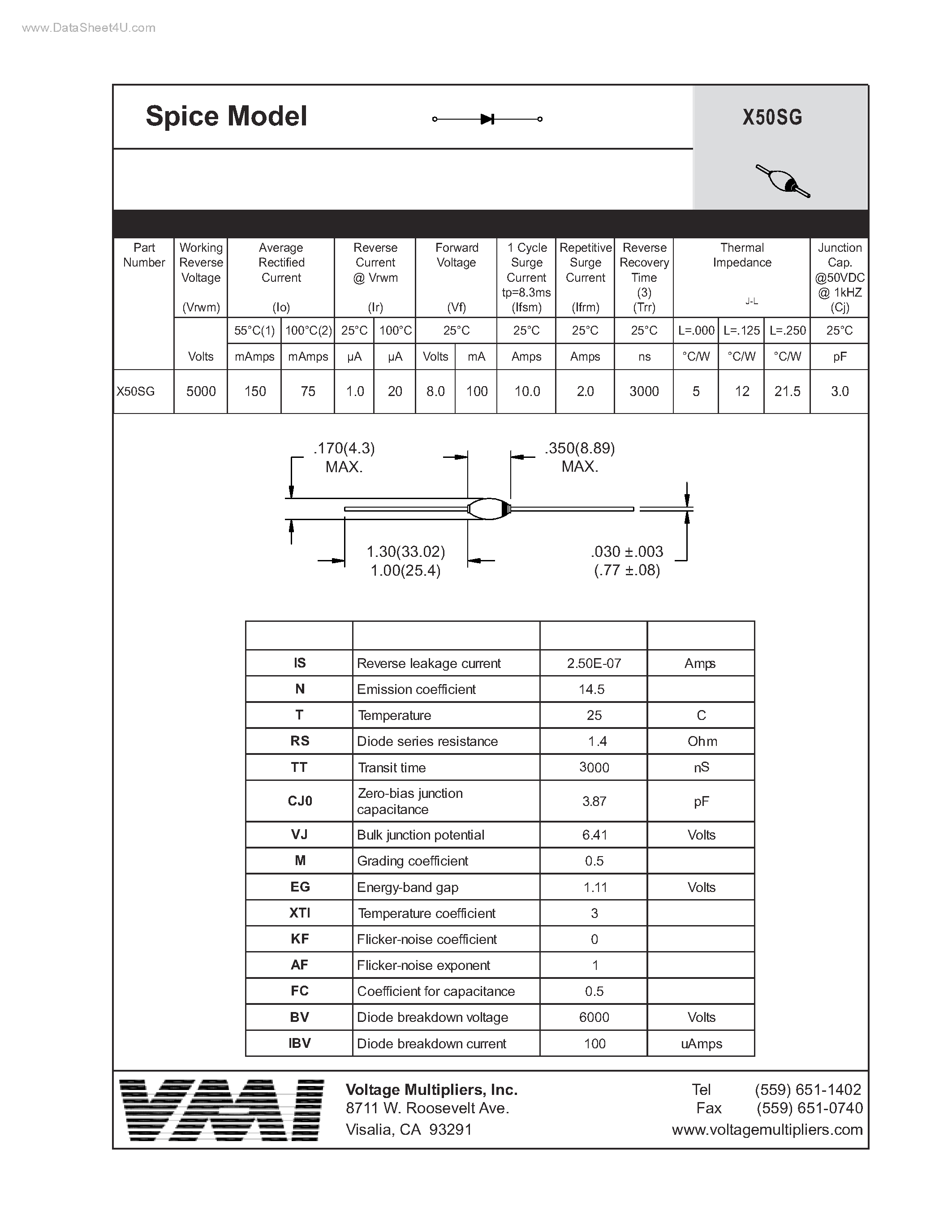 Datasheet X50SG page 1 Datasheet X50SG - Spice Model page 1