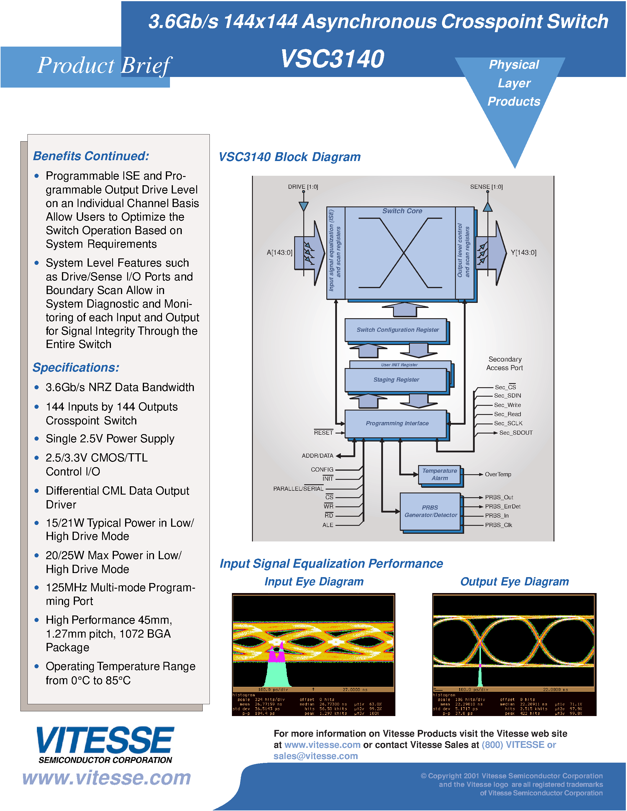 Datasheet VSC3140 - Asynchronous Crosspoint Switch page 2