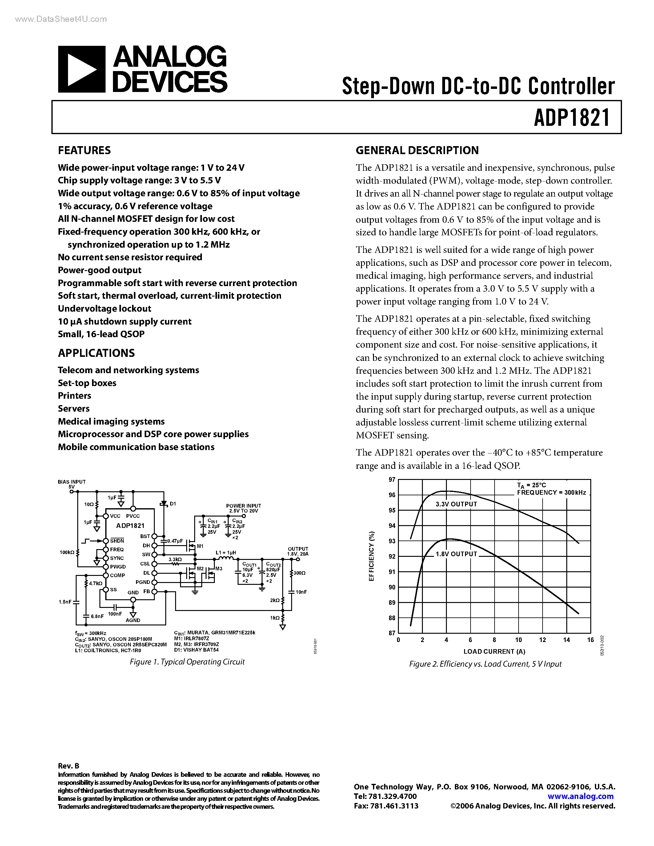 Datasheet ADP1821 page 1 Datasheet ADP1821 - Step-Down DC-to-DC Controller page 1