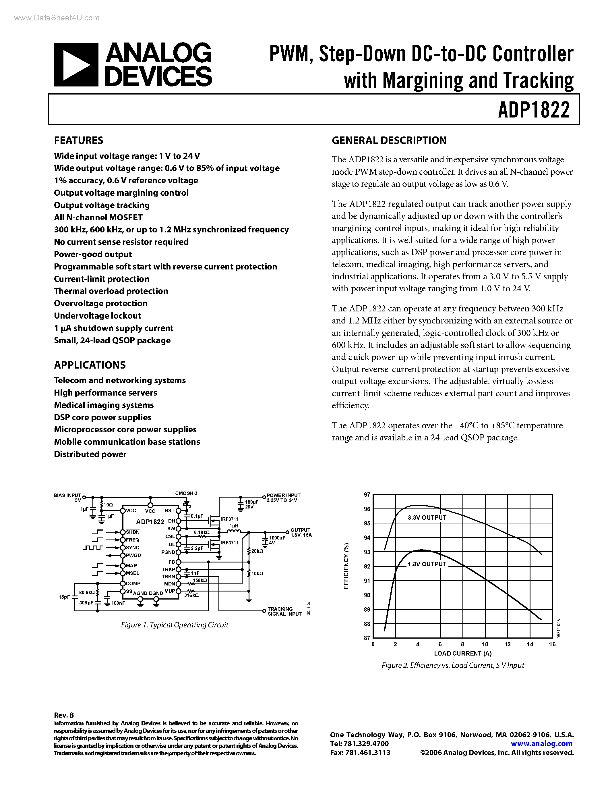 Datasheet ADP1822 page 1 Datasheet ADP1822 - Step-Down DC-to-DC Controller page 1