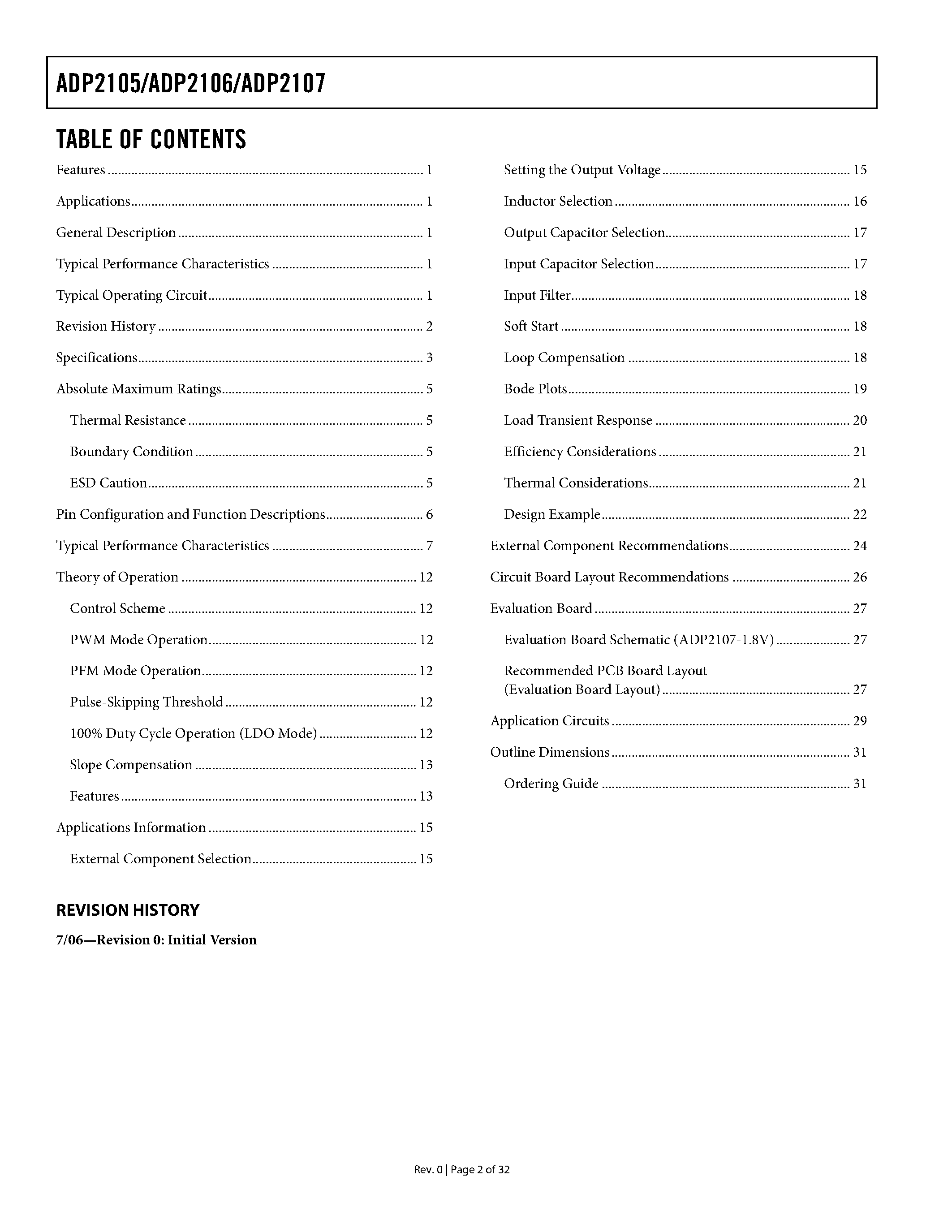 Даташит на микросхему ADP2105 страница 2 Даташит ADP2105 - (ADP2105 - ADP2107) Step-Down DC-to-DC Converters страница 2