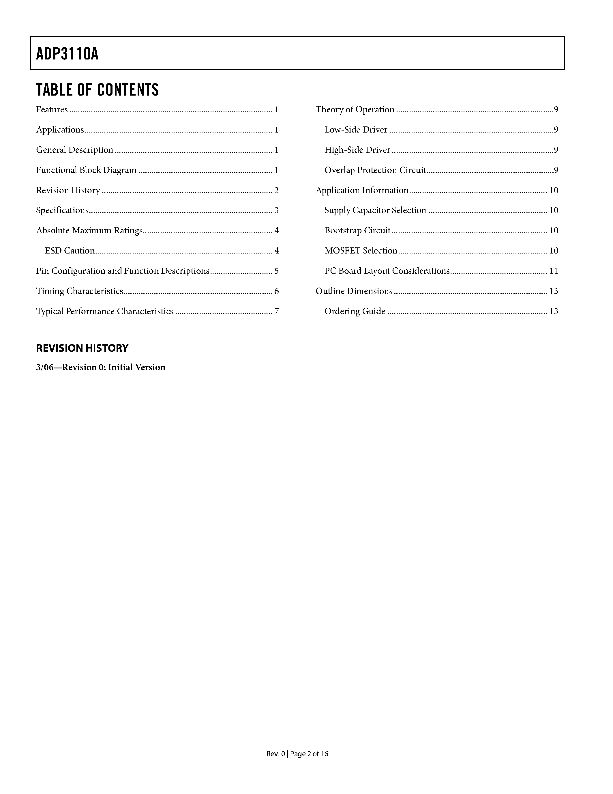 Datasheet ADP3110A - MOSFET Driver page 2