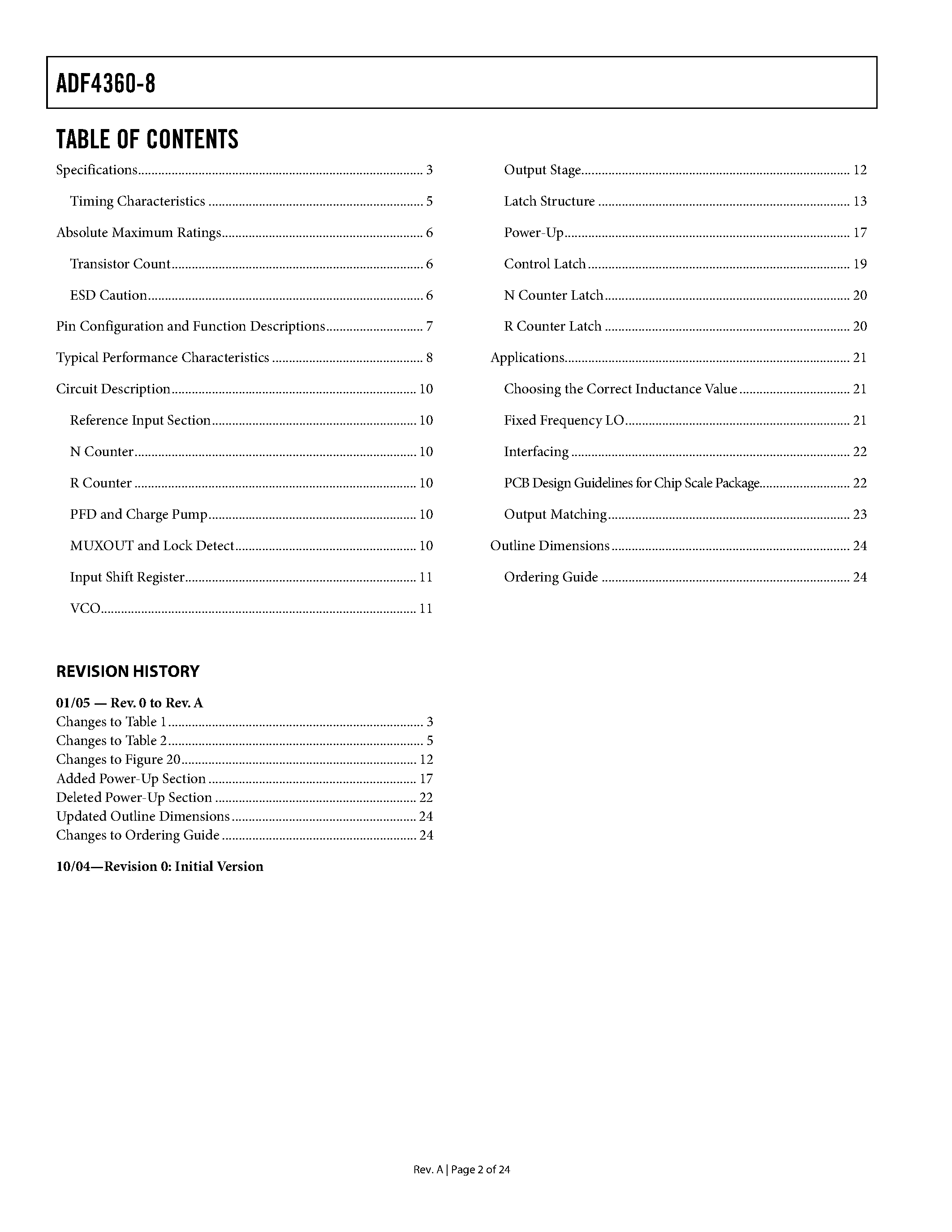 Даташит на микросхему ADF4360-8 страница 2 Даташит ADF4360-8 - Integrated Synthesizer and VCO страница 2