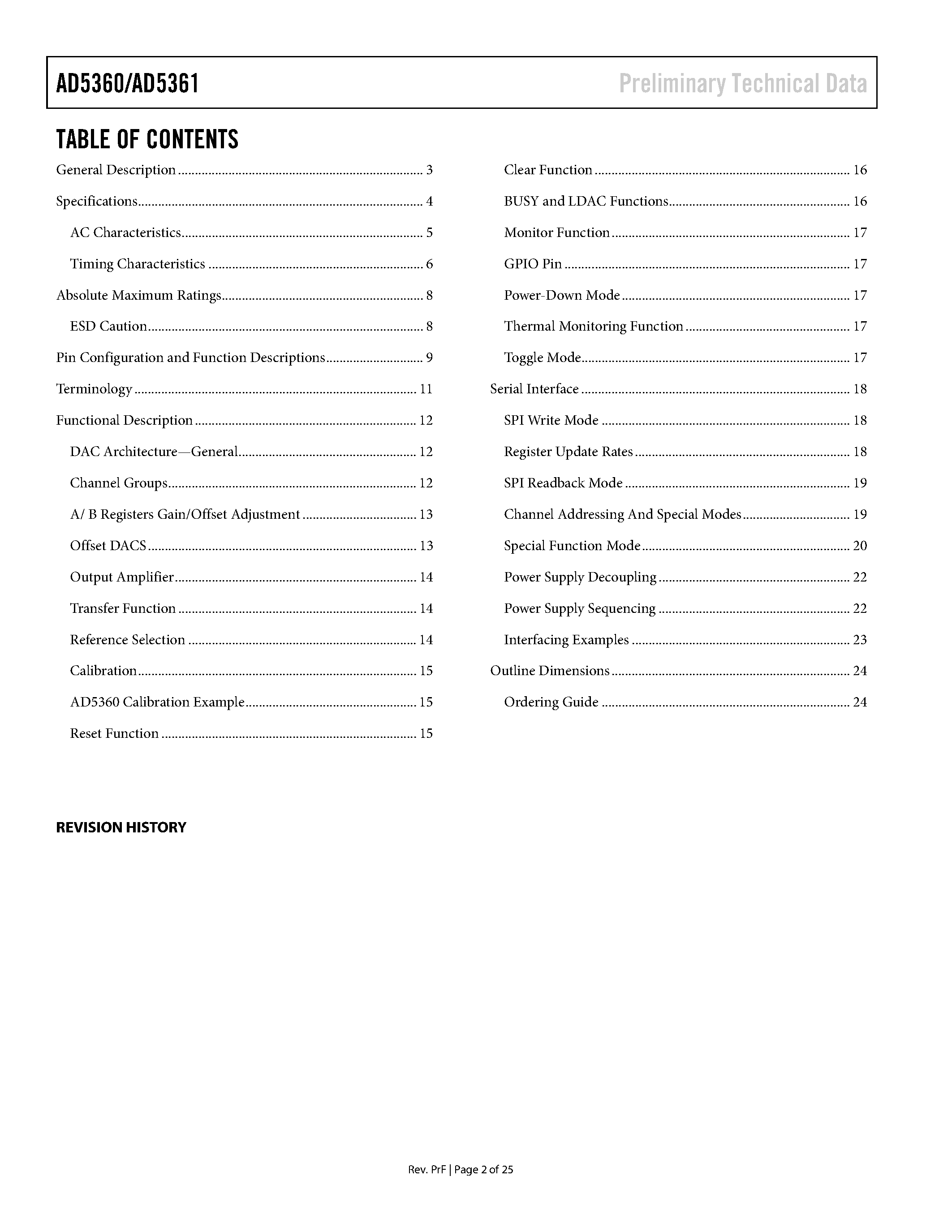 Datasheet AD5360 - (AD5360 / AD5361) Voltage-Output DAC page 2