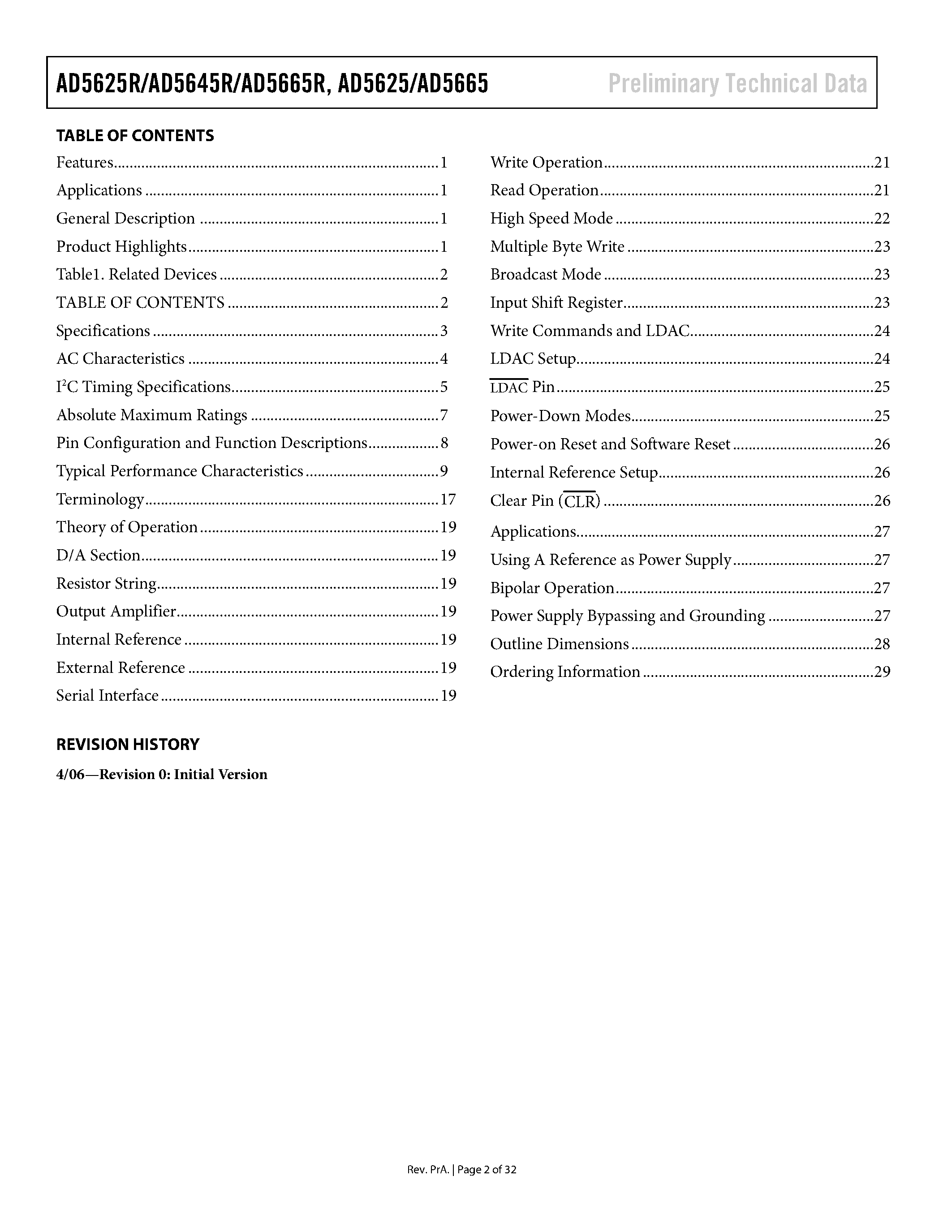 Datasheet AD5625 - (AD5625x - AD5665x) nanoDACs page 2