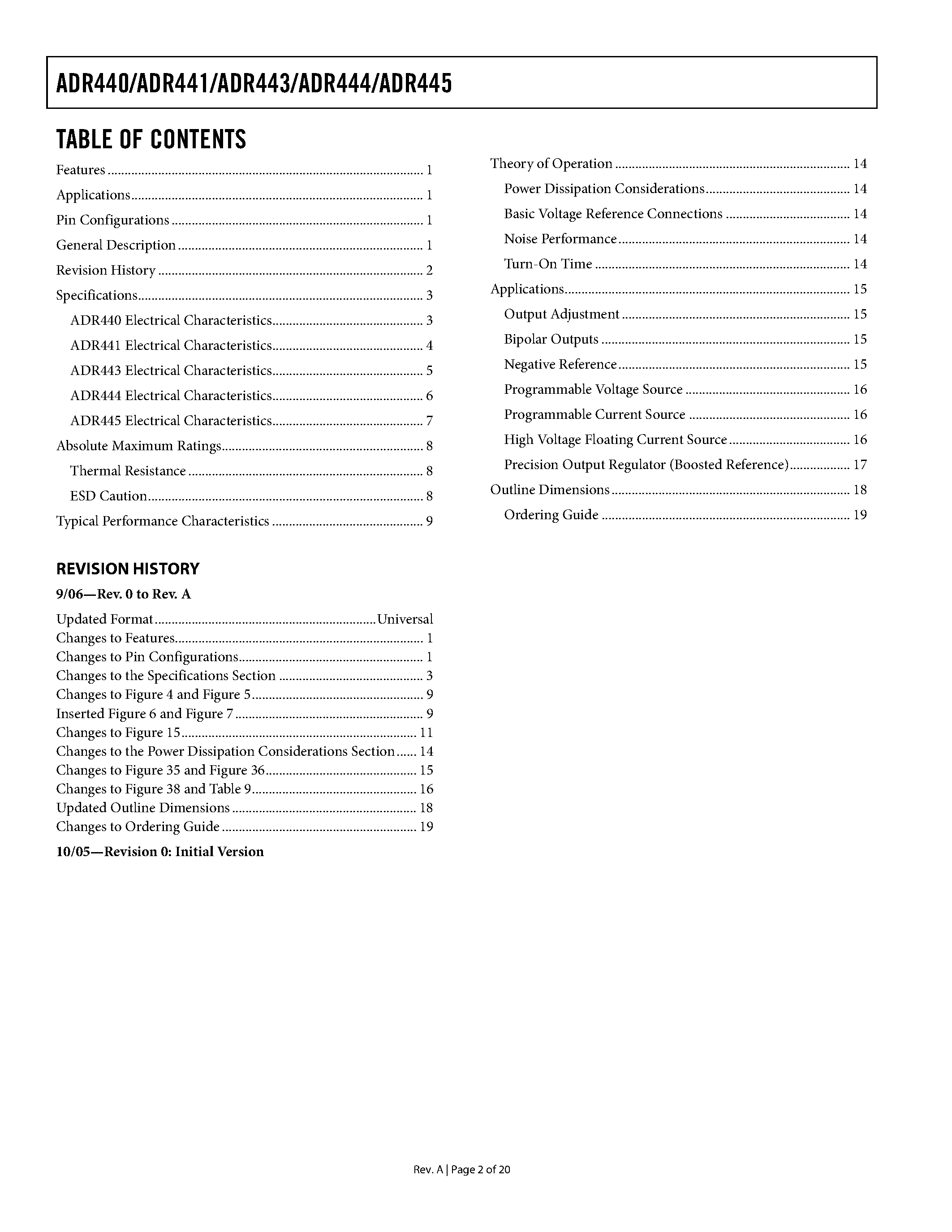 Datasheet ADR440 - (ADR440 - ADR445) LDO XFET Voltage References page 2
