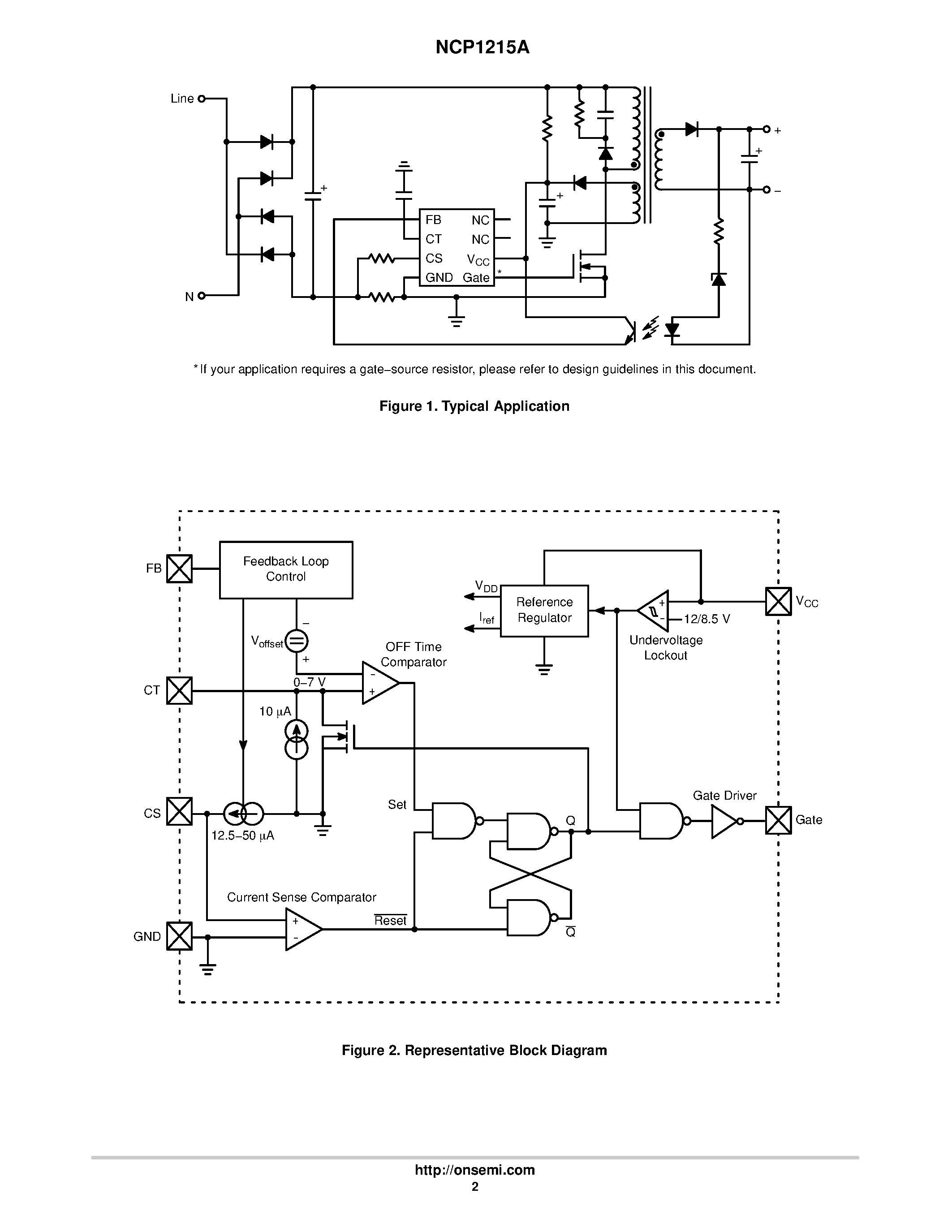 Datasheet NCP1215A page 2 Datasheet NCP1215A - Low Cost Variable OFF Time Switched Mode Power Supply Controller page 2