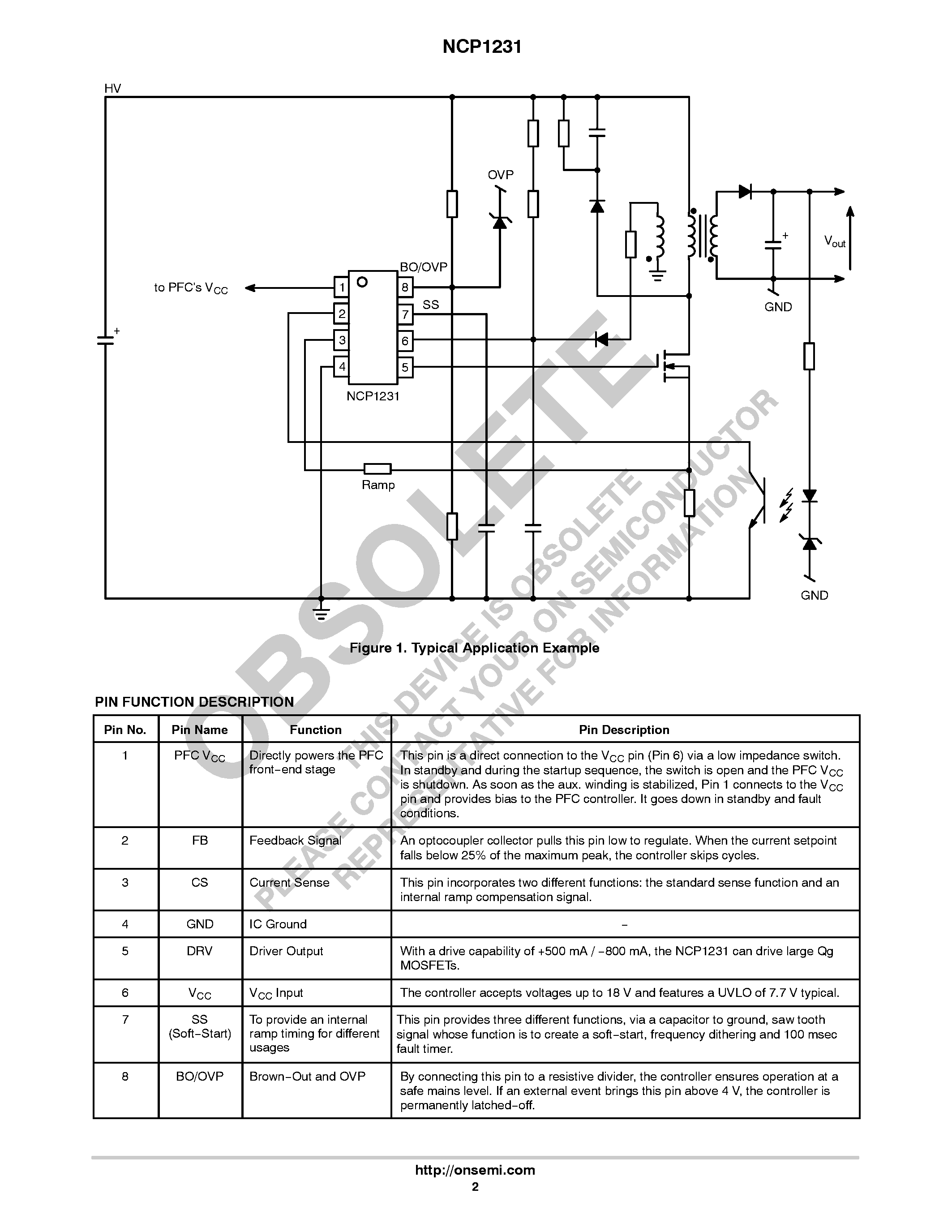 Даташит на микросхему NCP1231 страница 2 Даташит NCP1231 - Low Standby Power High Performance PWM Controller страница 2