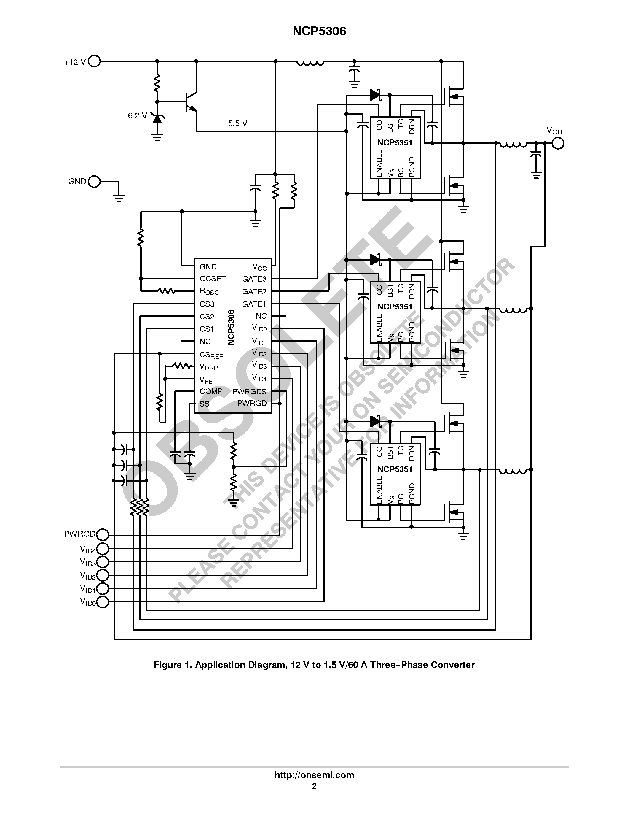 Datasheet NCP5306 - Three-Phase VRM 9.0 Buck Controller page 2