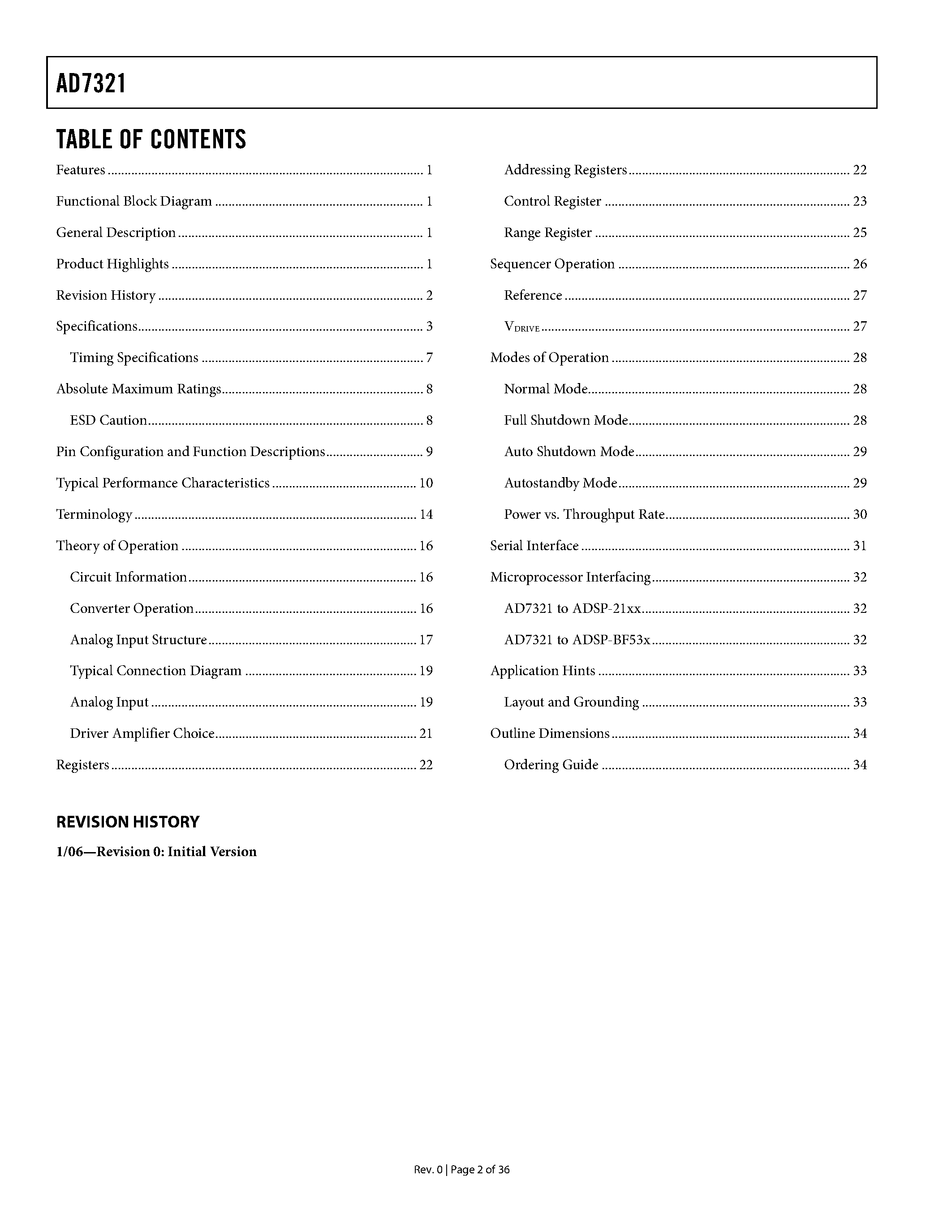 Datasheet AD7321 - 12-Bit Plus Sign ADC page 2