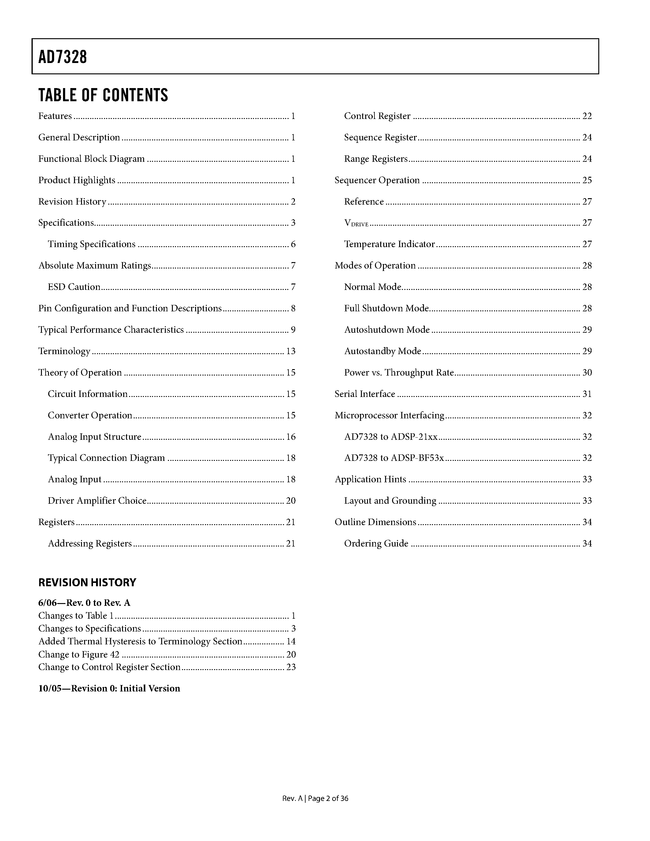 Datasheet AD7328 - 12-Bit Plus Sign ADC page 2