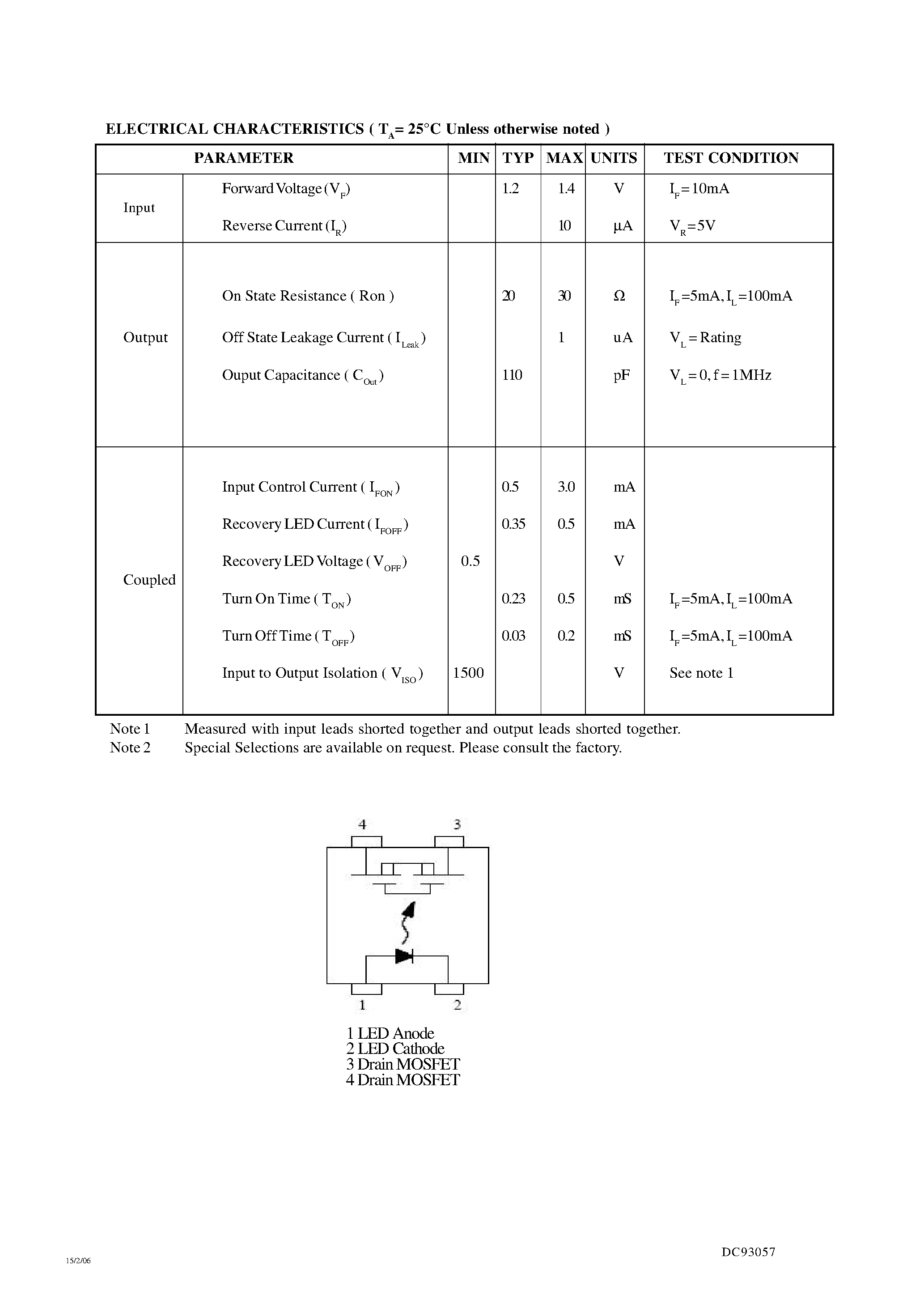 Даташит IS210 - Small Outline Photo DMOS-FET Relay страница 2