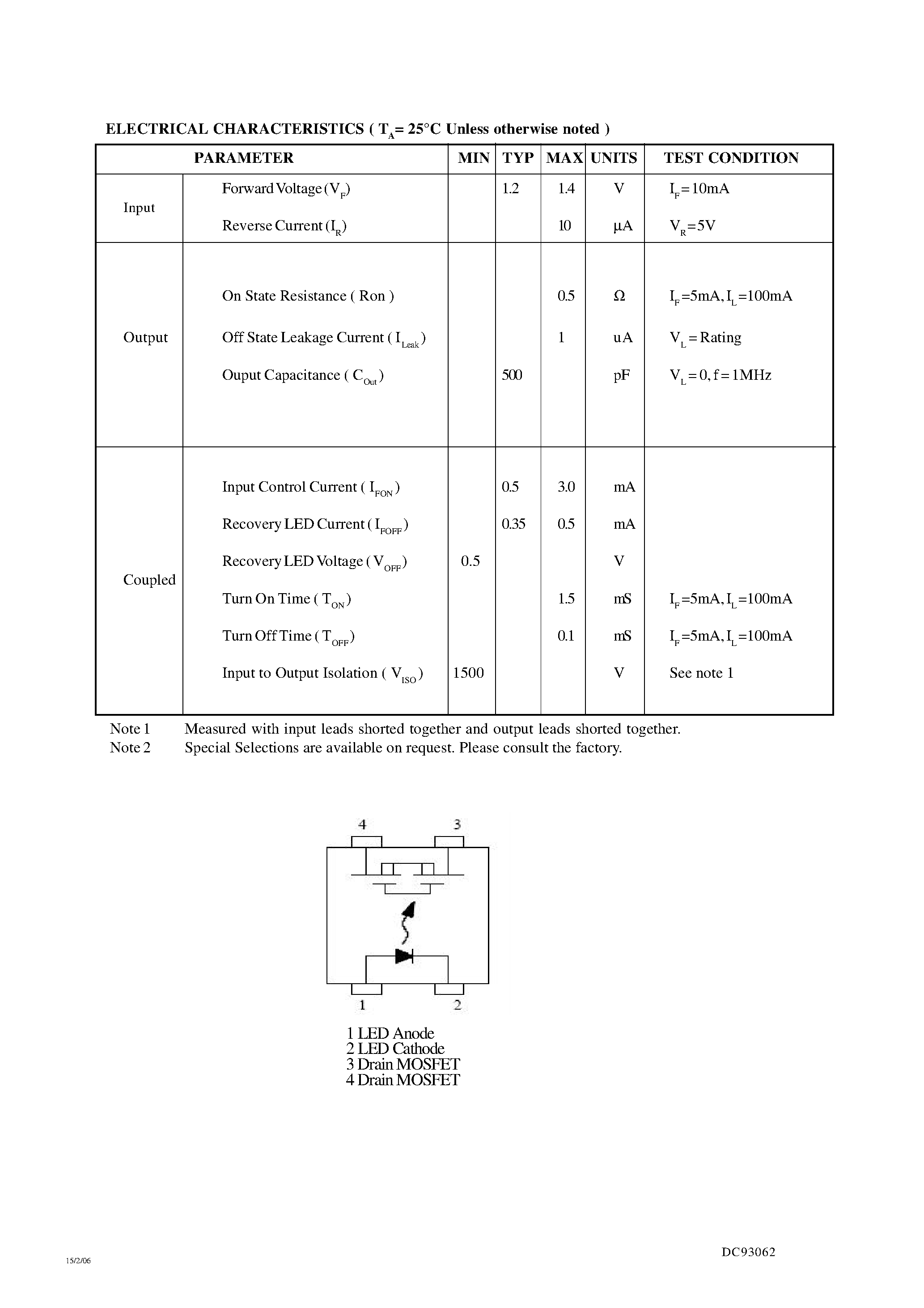 Даташит IS216D - Small Outline Photo DMOS-FET Relay страница 2