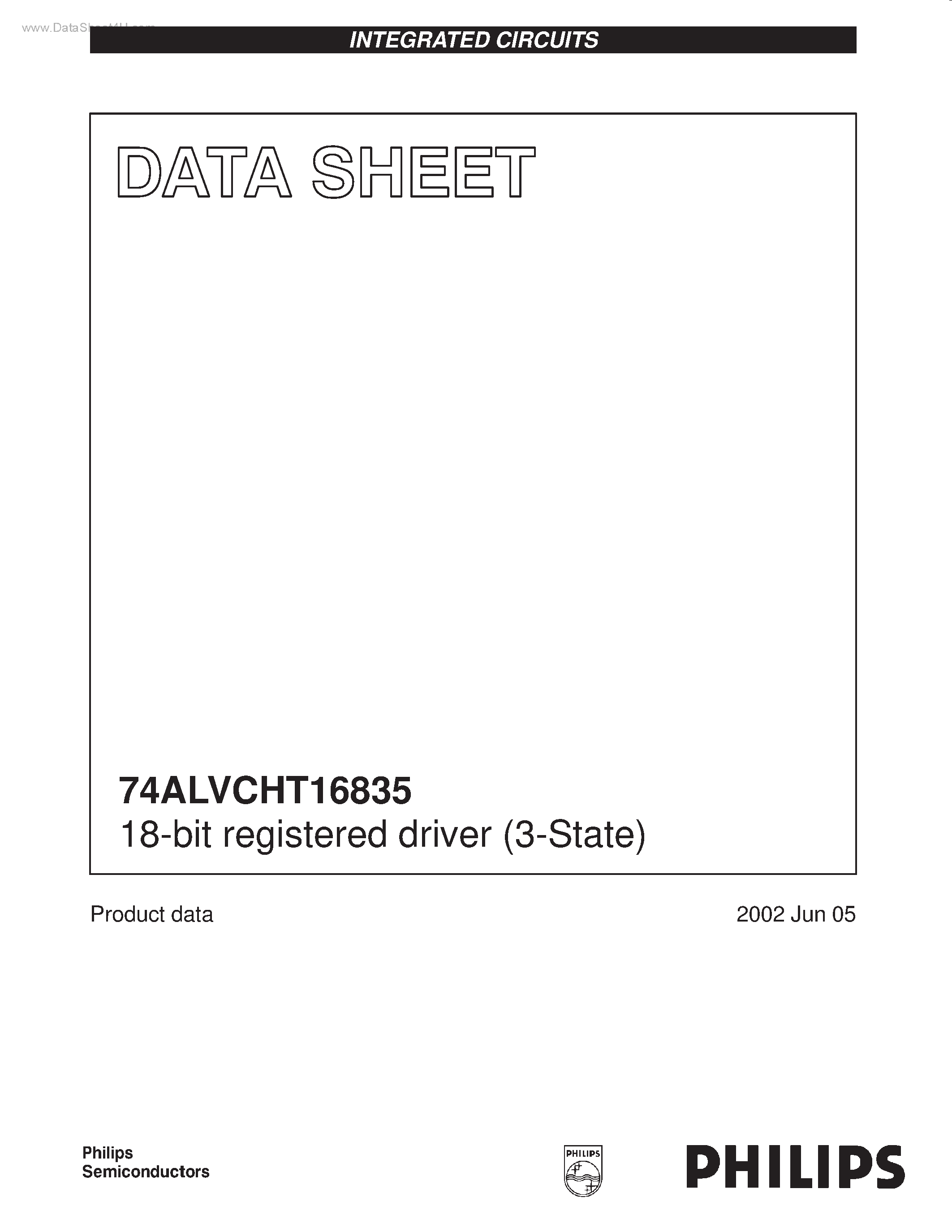 Datasheet 74ALVCHT16835 page 1 Datasheet 74ALVCHT16835 - 18-bit registered driver page 1