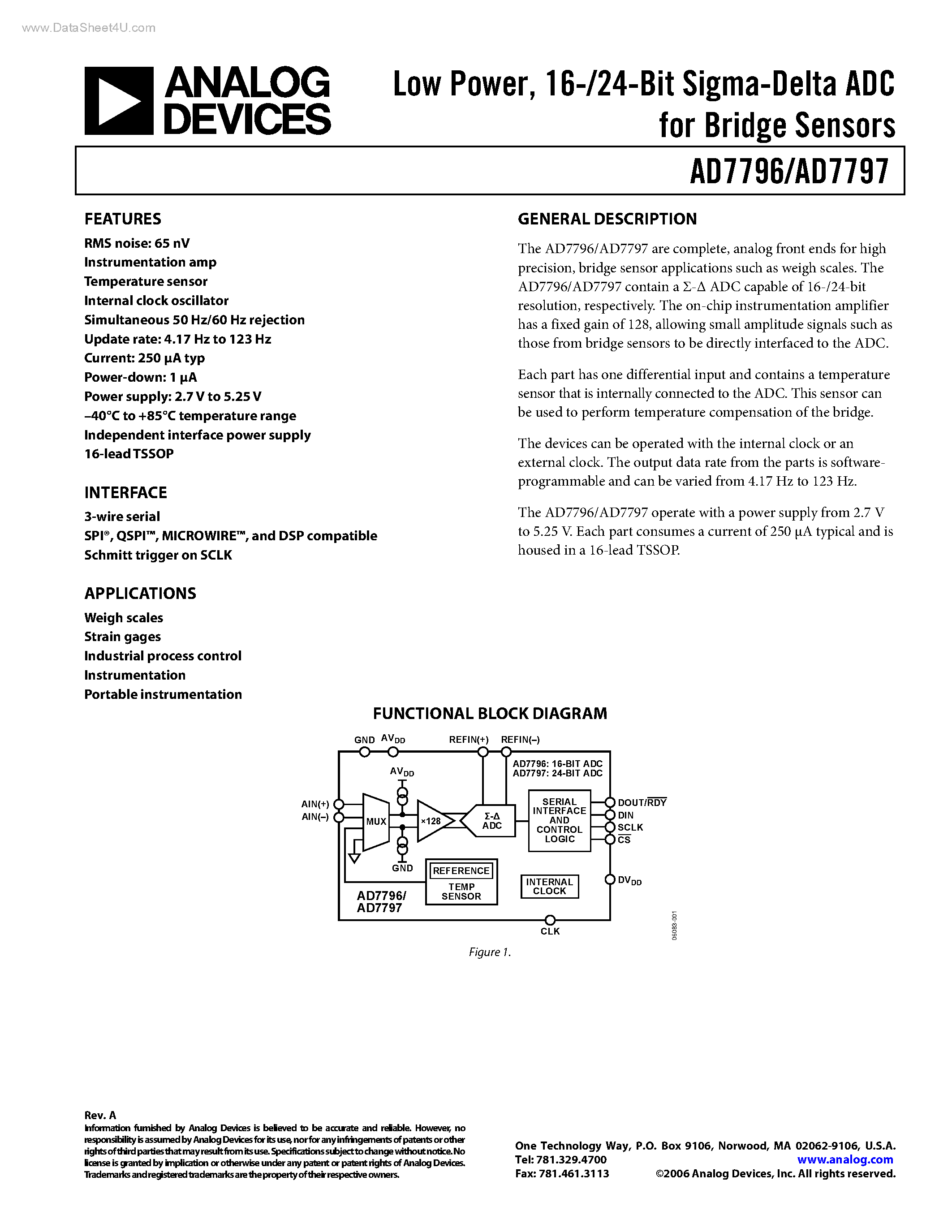 Datasheet AD7796 - (AD7796 / AD7797) Sigma-Delta ADC page 1