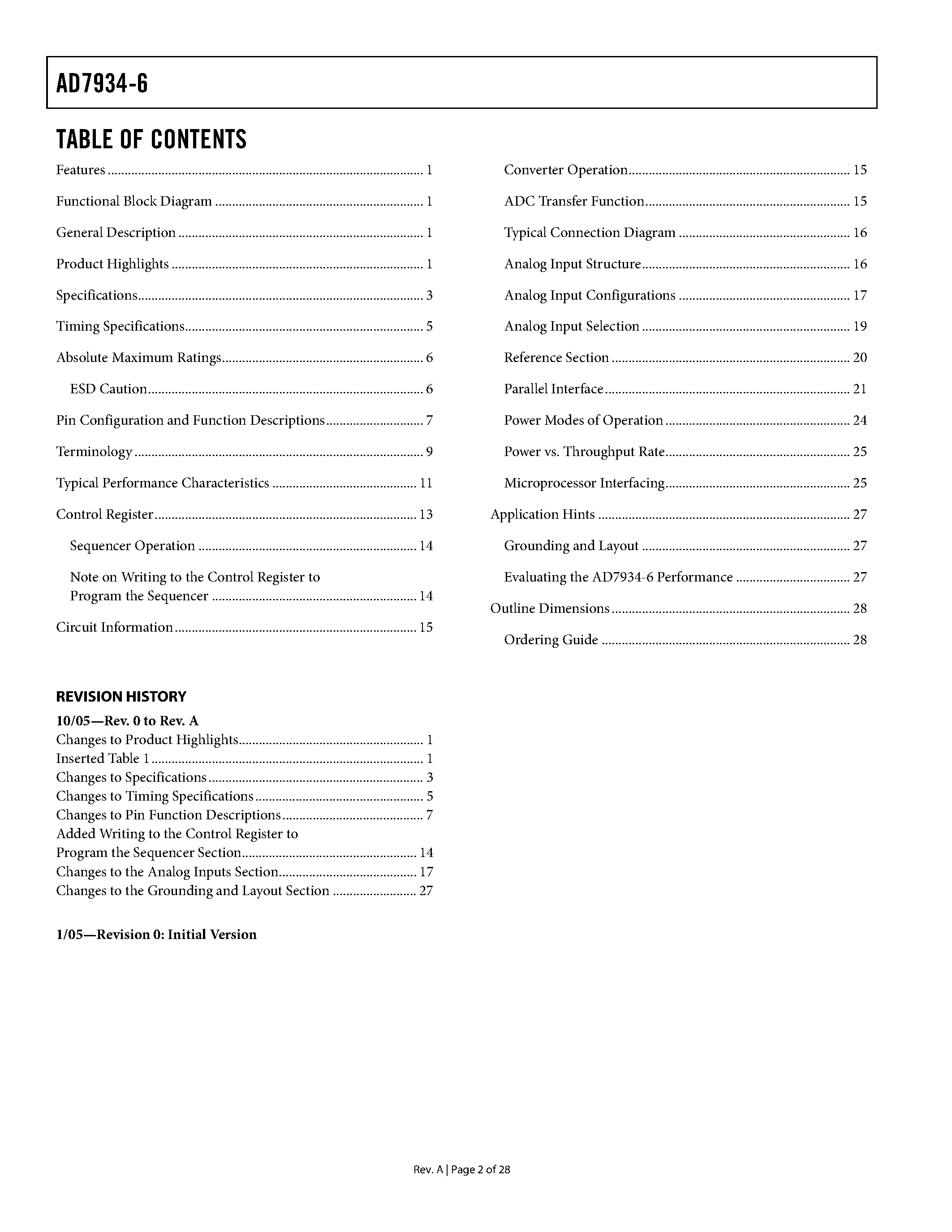 Даташит на микросхему AD7934-6 страница 2 Даташит AD7934-6 - 12-Bit Parallel ADC страница 2