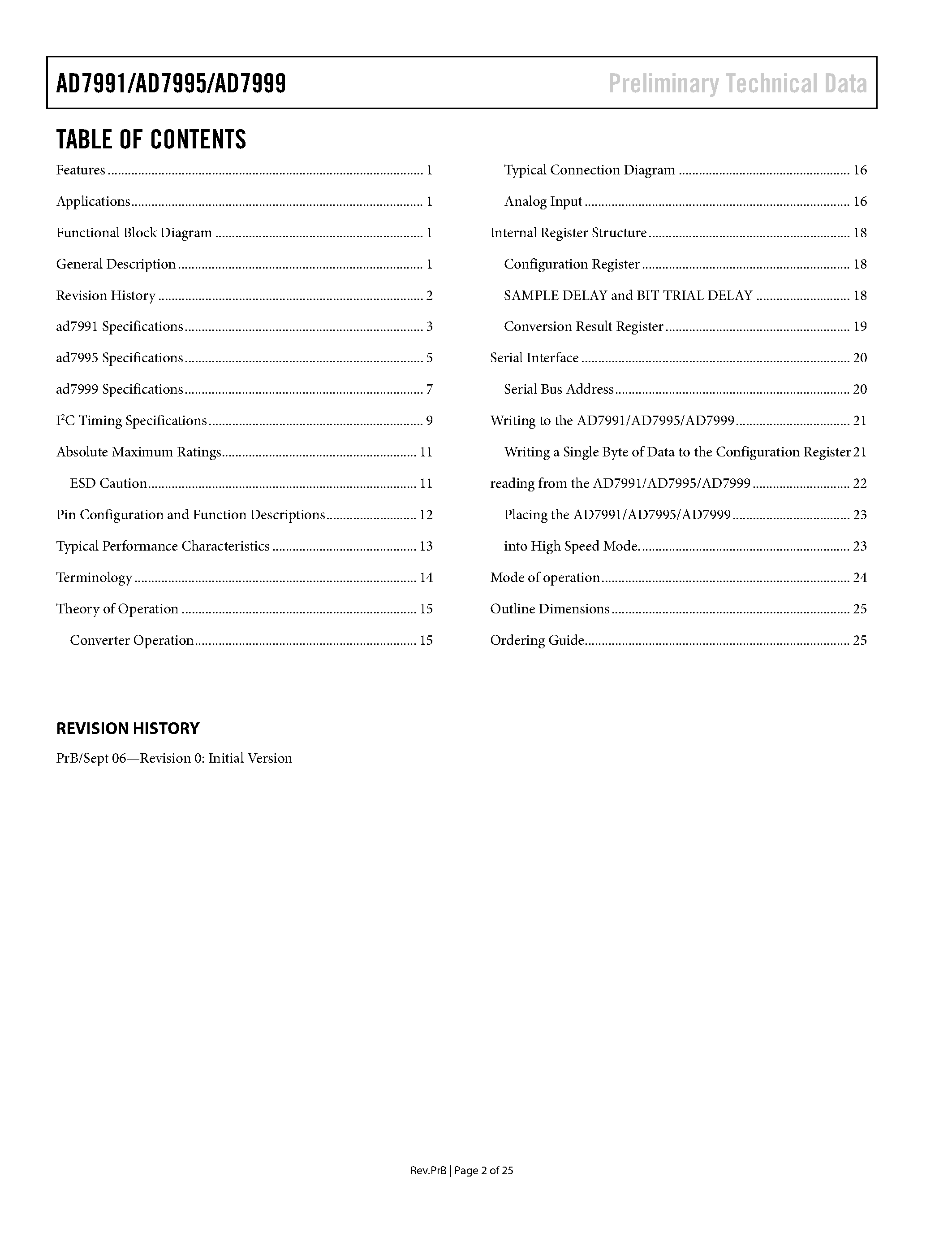 Datasheet AD7991 - (AD7991 - AD7999) 12-/10-/8-Bit ADC page 2