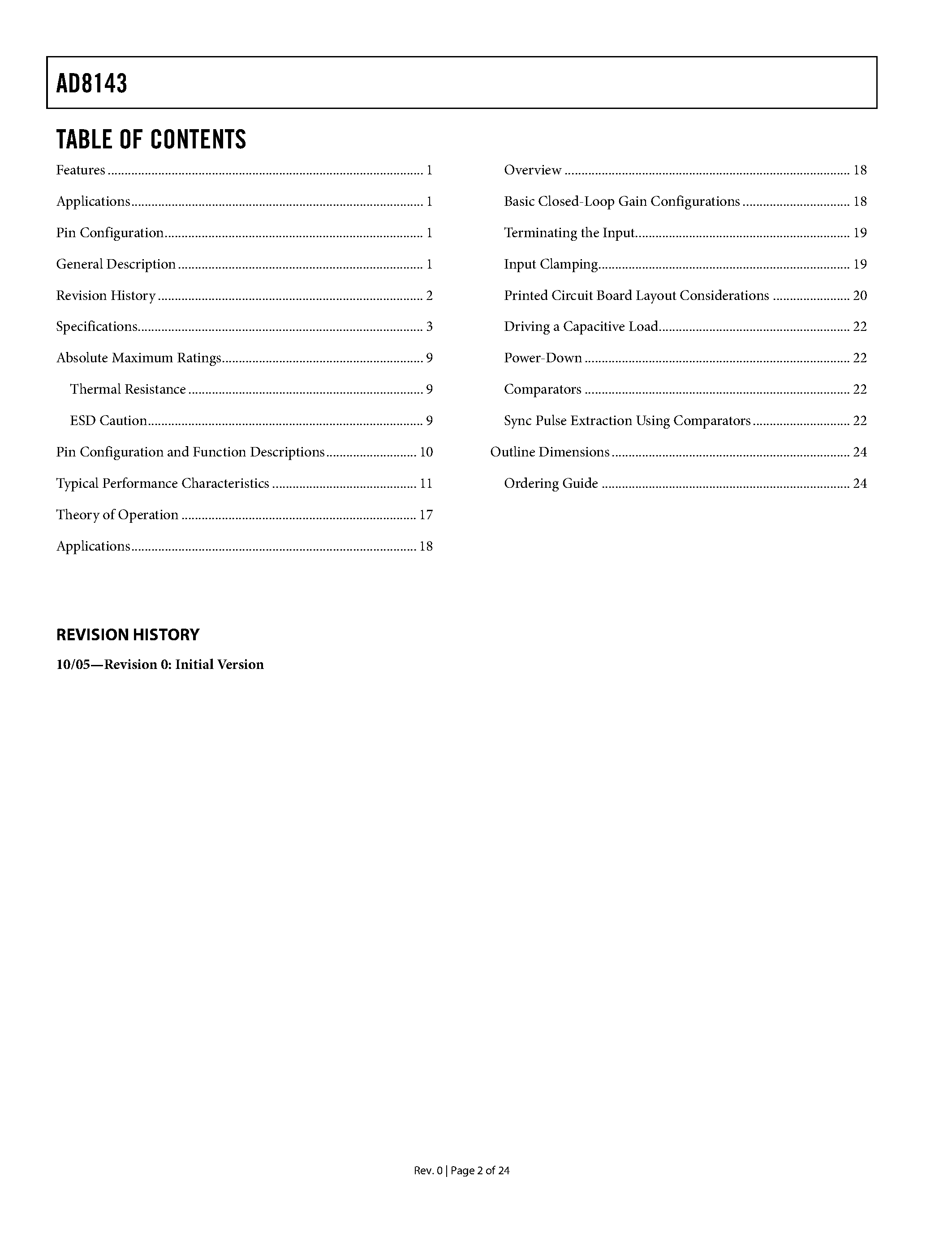 Datasheet AD8143 - Triple Differential Receiver page 2