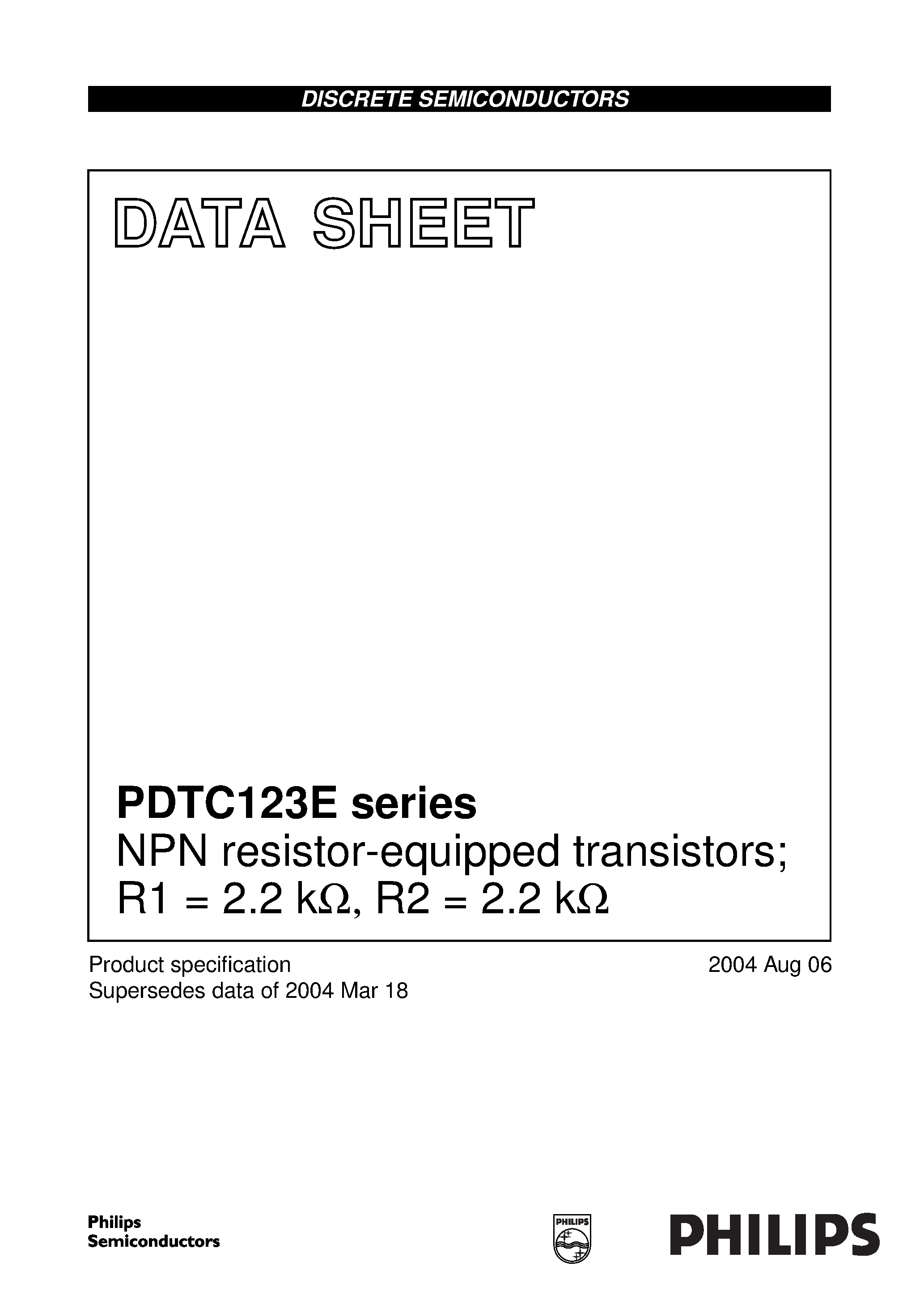 Datasheet PDTC123E - NPN resistor-equipped transistors page 1