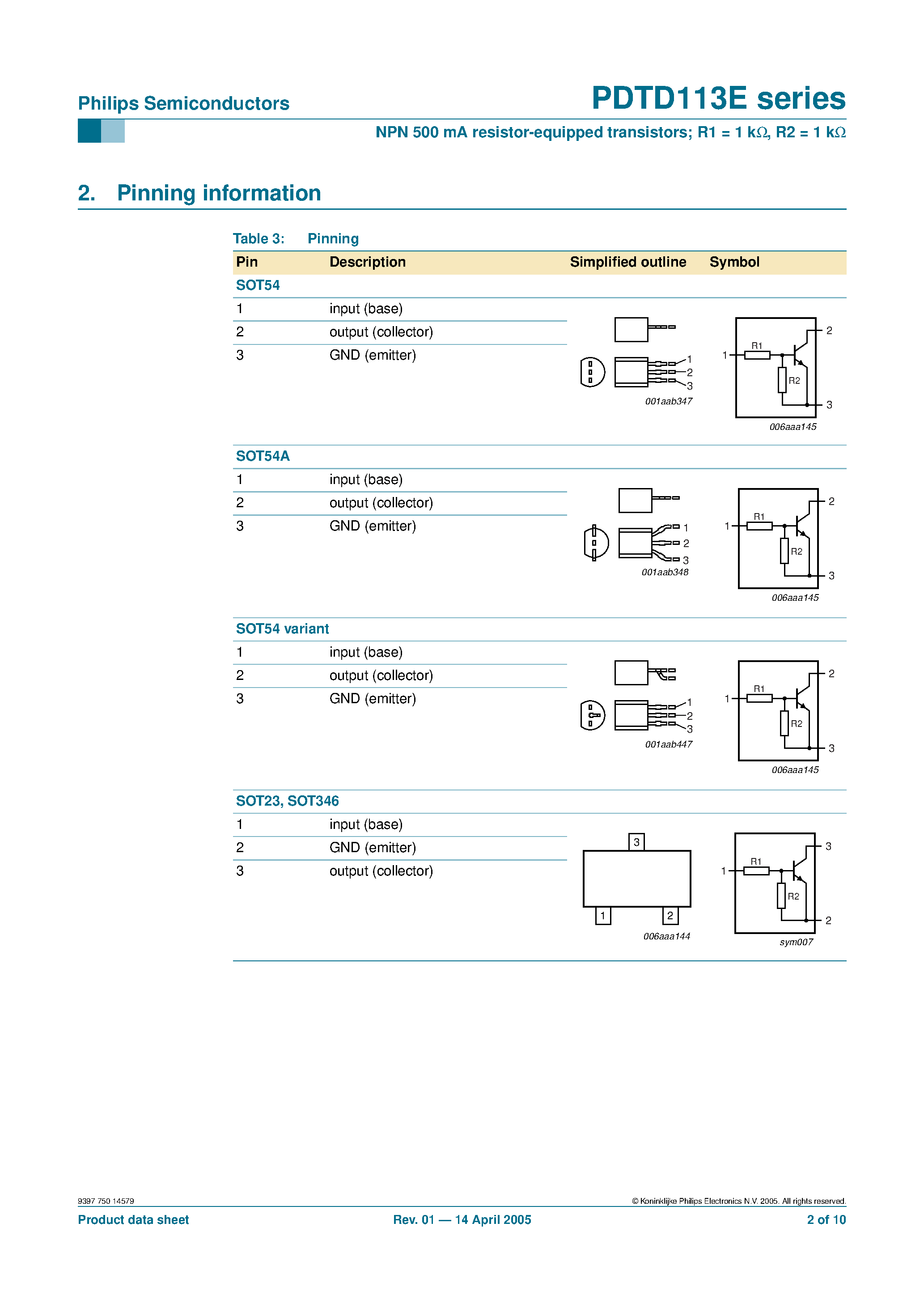 Datasheet PDTD113E - resistor-equipped transistors page 2