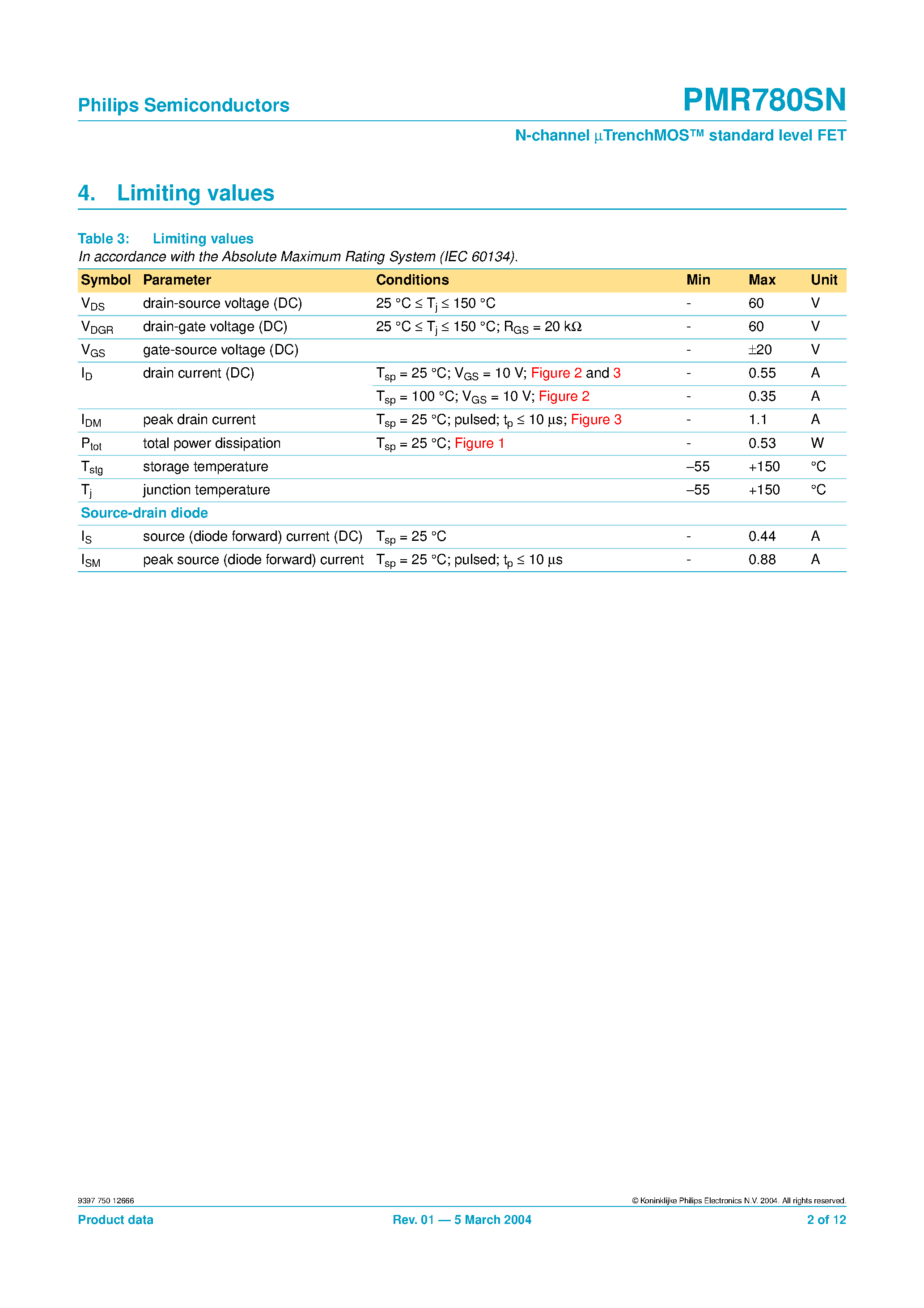 Datasheet PMR780SN - N-channel UTrenchMOS standard level FET page 2