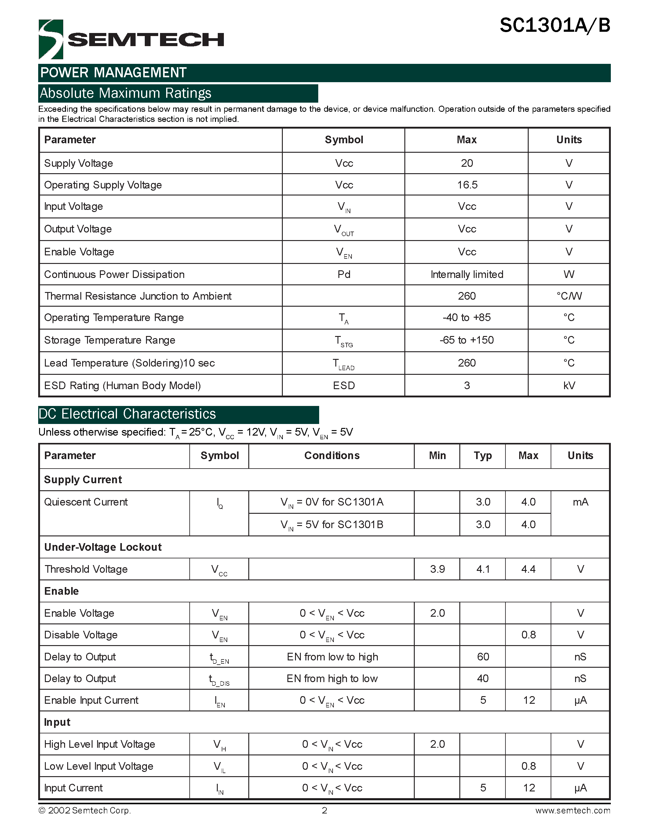 Даташит на микросхему SC1301A страница 2 Даташит SC1301A - (SC1301A/B) High Speed Low-Side MOSFET Driver страница 2