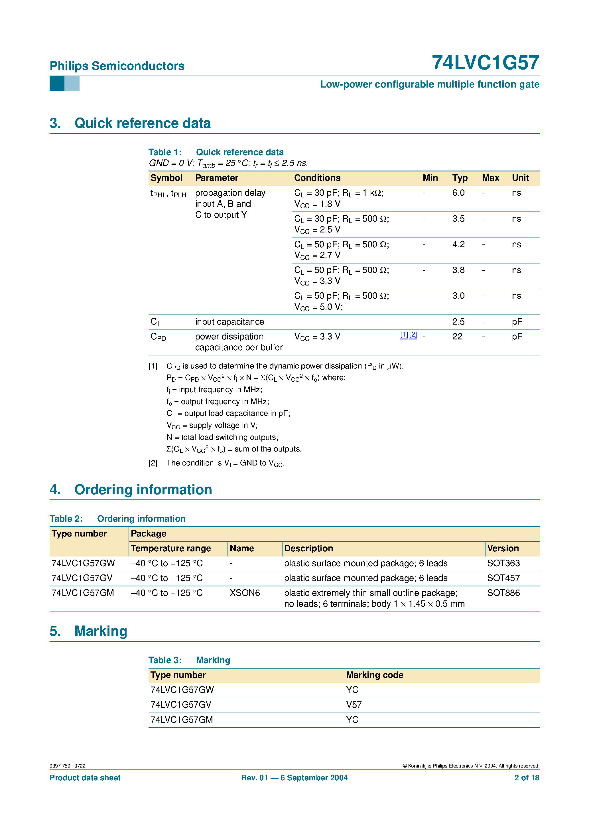 Даташит на микросхему 74LVC1G57 страница 2 Даташит 74LVC1G57 - Low-power configurable multiple function gate страница 2