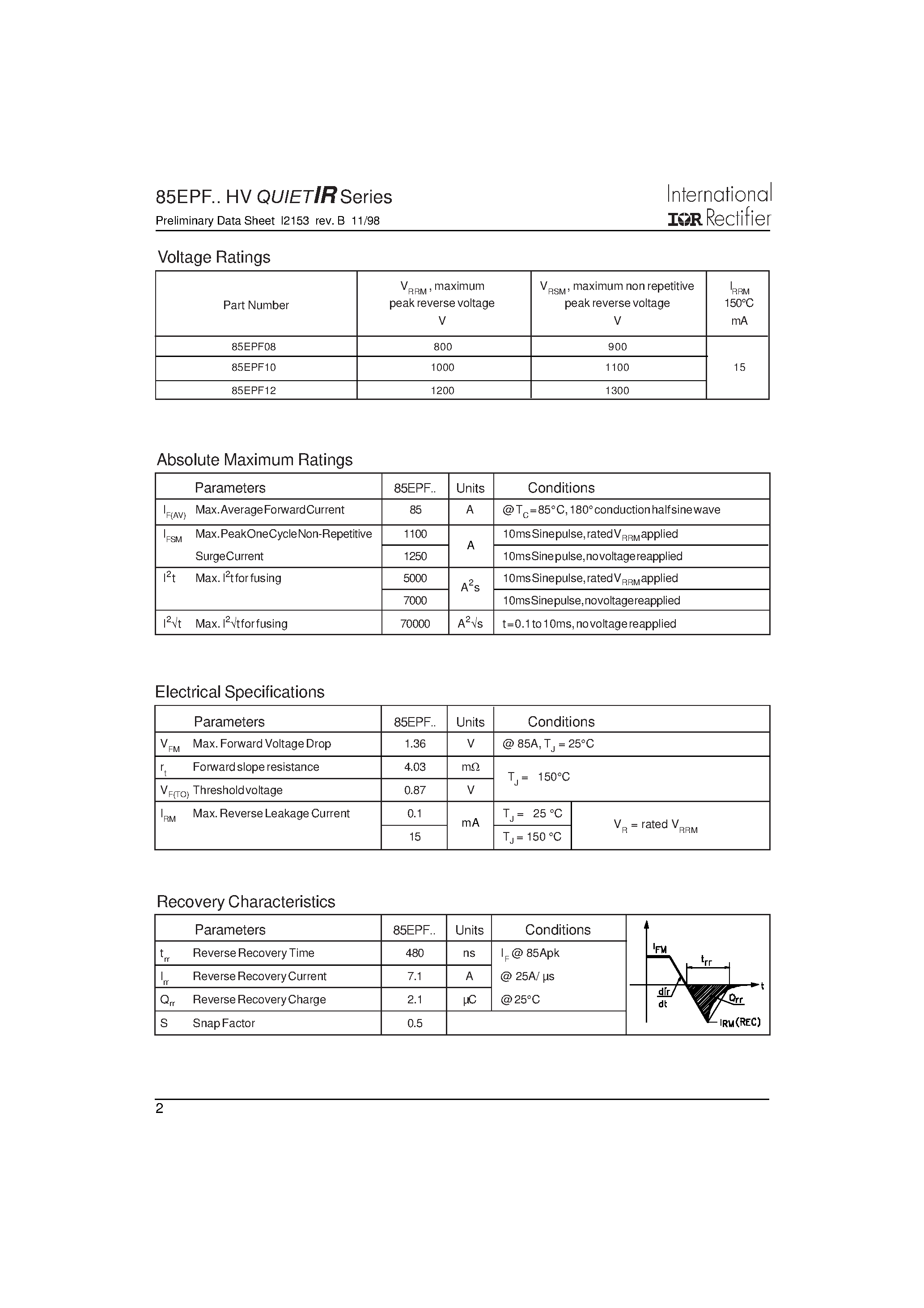 Datasheet 85EPF - FAST SOFT RECOVERY RECTIFIER DIODE page 2