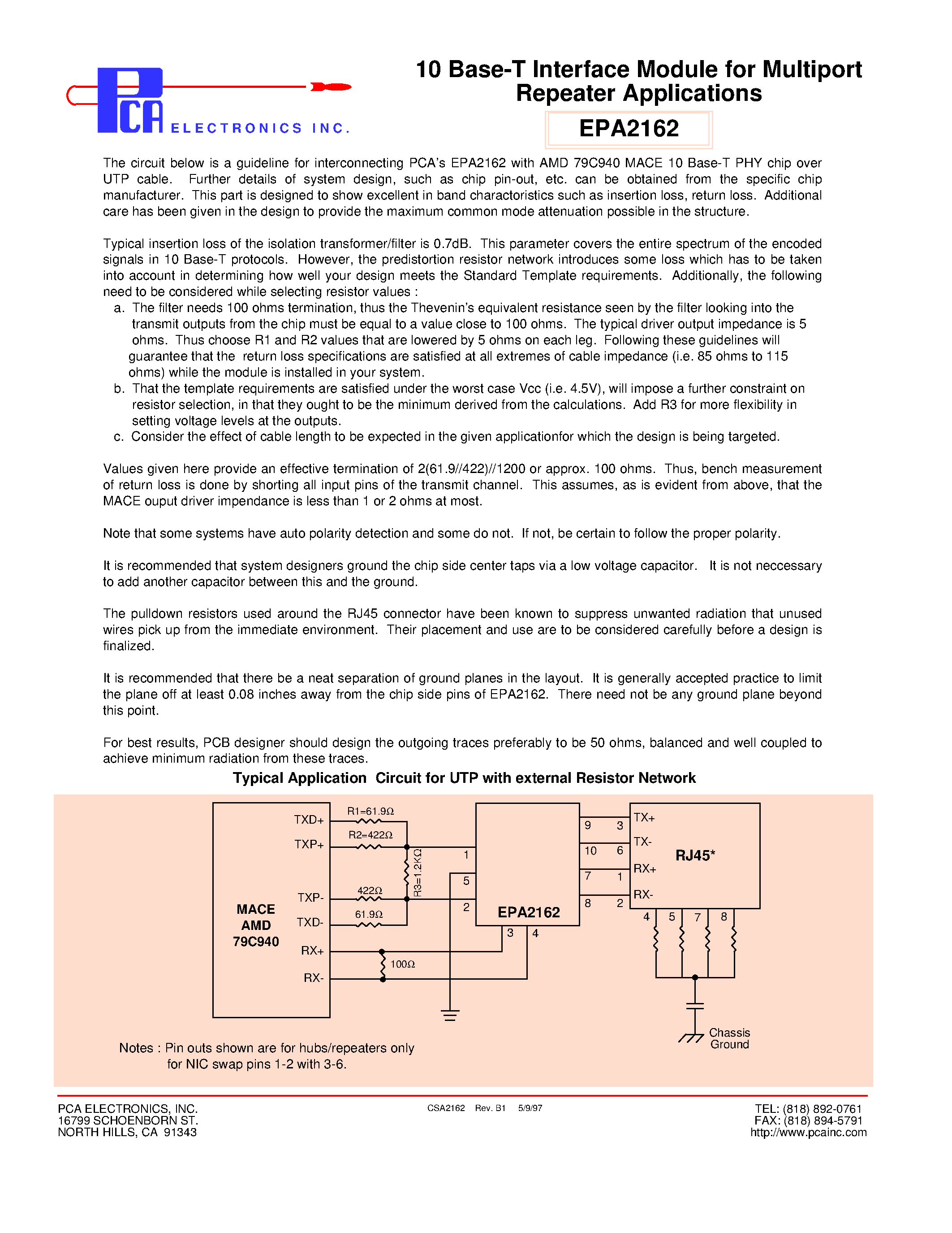 Datasheet EPA2162 - 10 Base-T Interface Module page 2