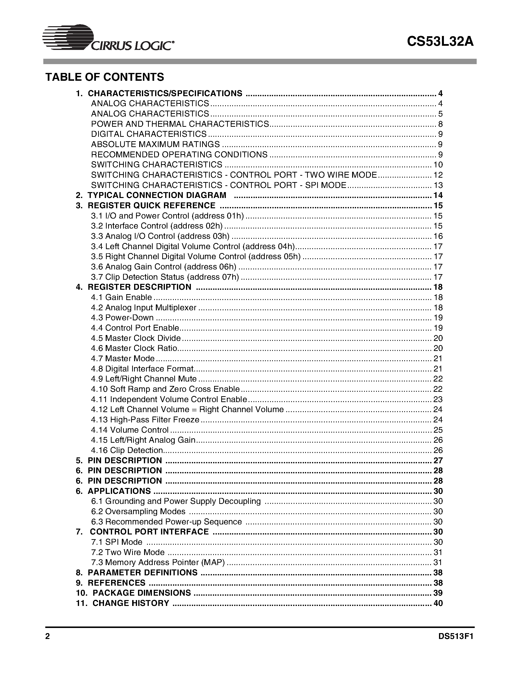 Datasheet CDB53L32A page 2 Datasheet CDB53L32A - Stereo A/D Converter page 2