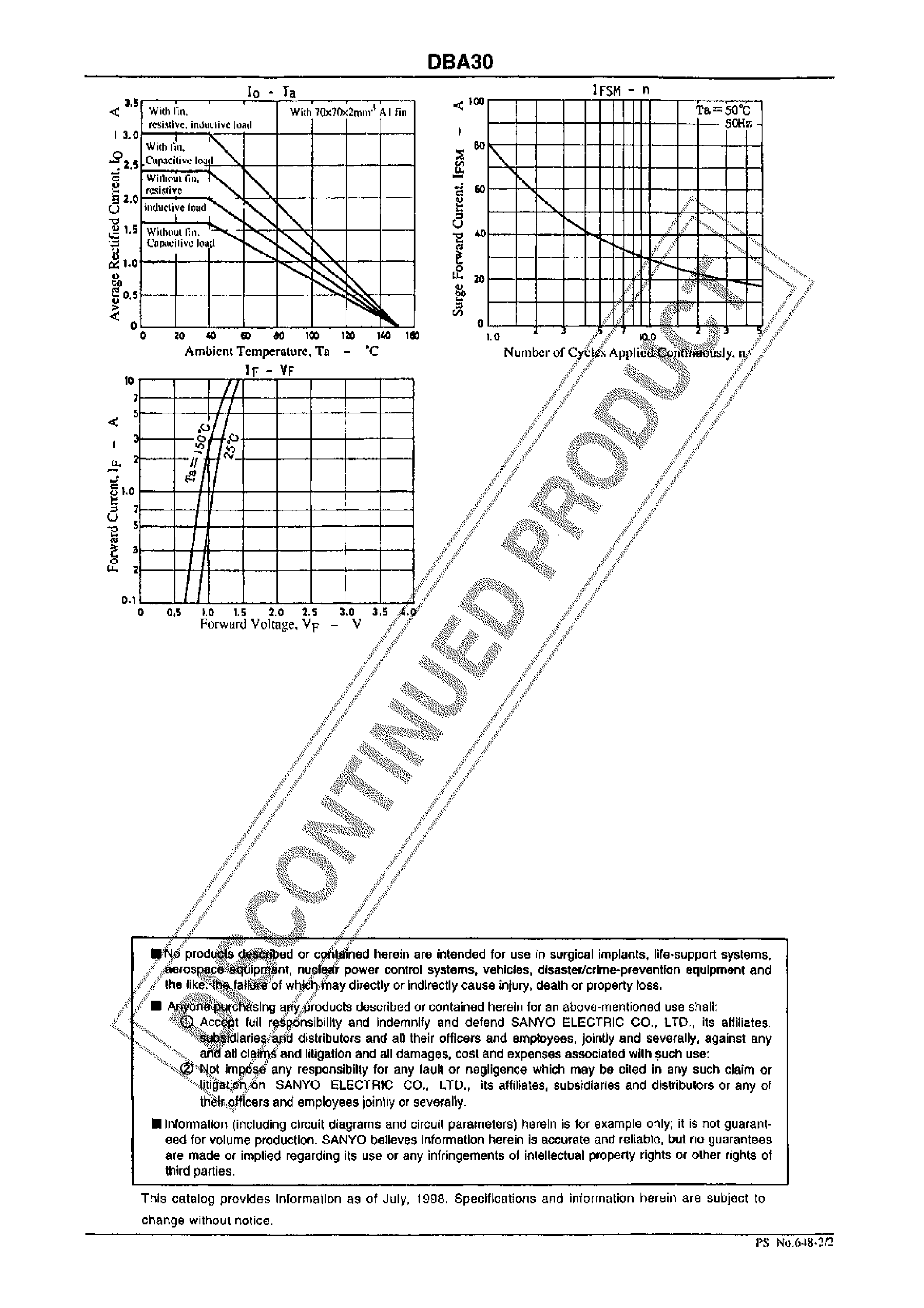 Datasheet DBA30 page 2 Datasheet DBA30 - Single-Phase Bridge Rectifier page 2