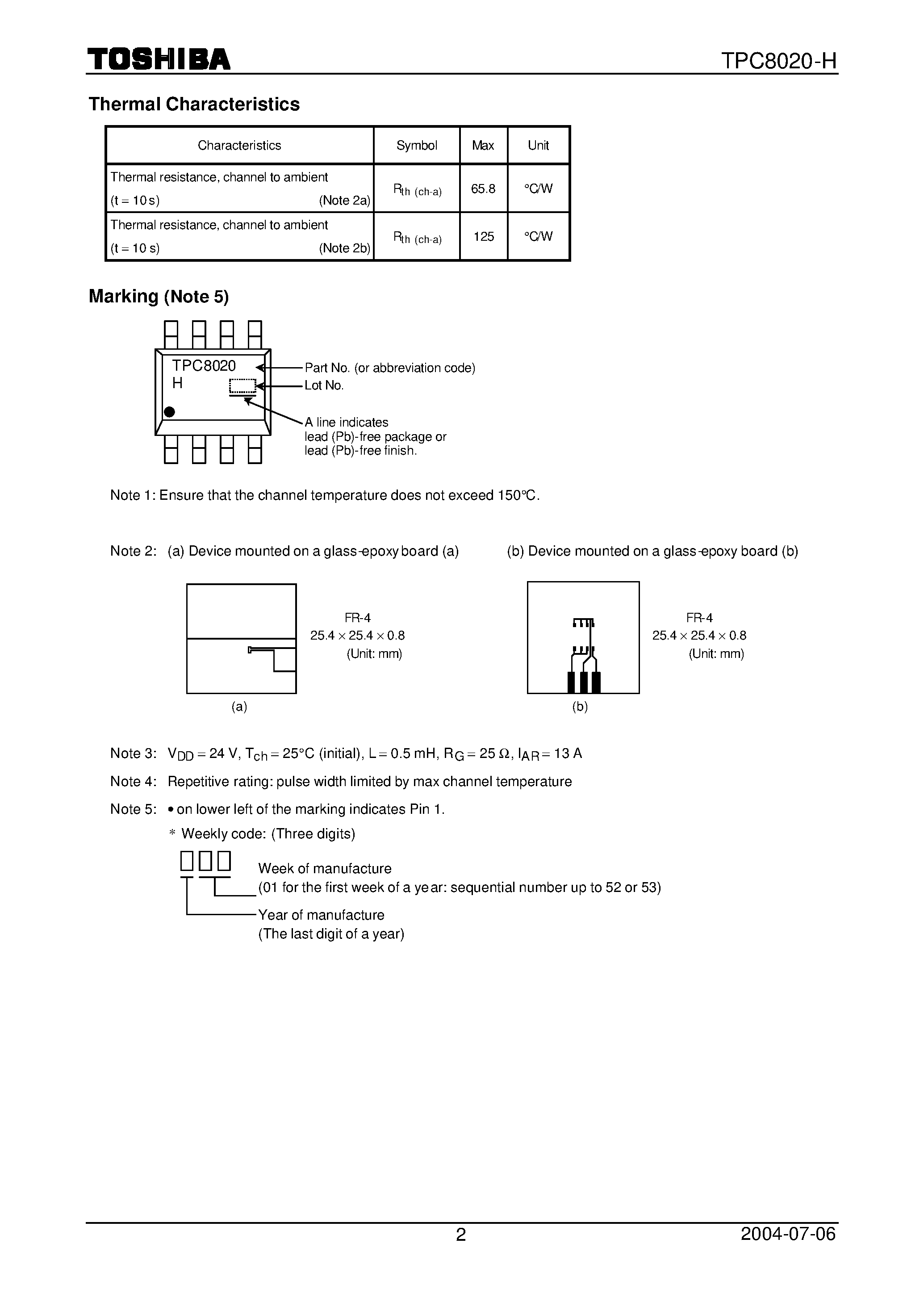 Datasheet TPC8020-H - Field Effect Transistor Silicon N Channel MOS Type page 2