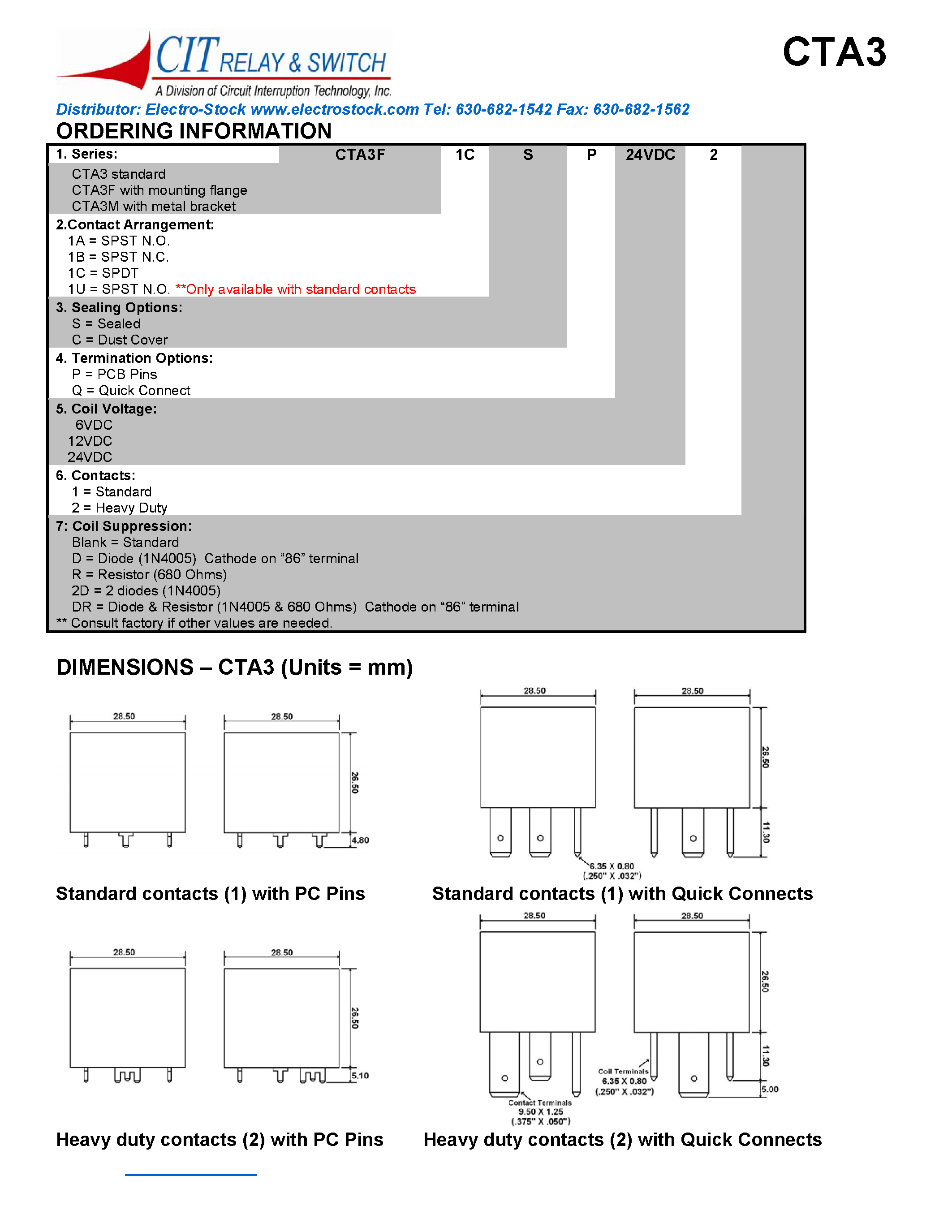 Даташит на микросхему CTA3 страница 2 Даташит CTA3 - CIT SWITCH страница 2