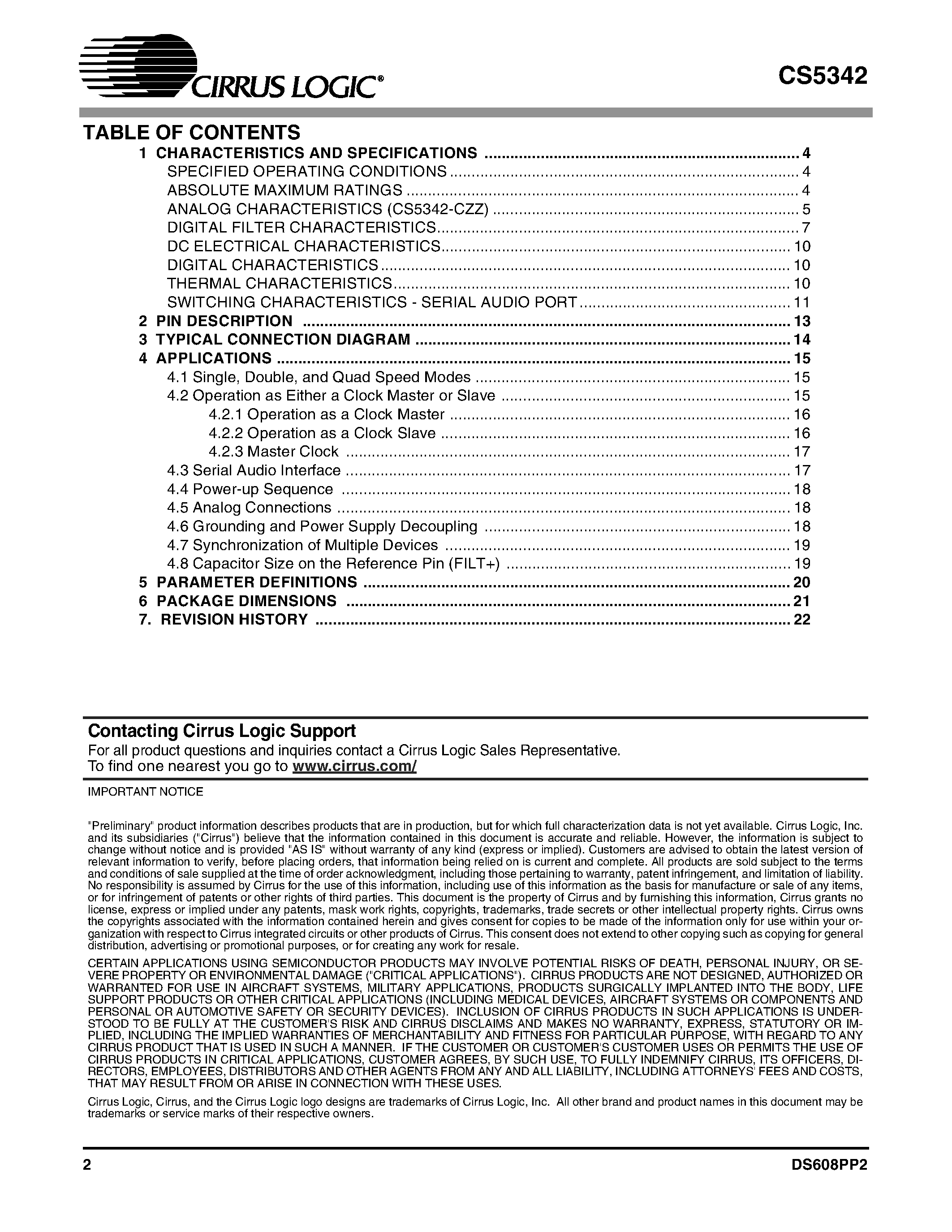 Datasheet CDB5342 - MULTI-BIT AUDIO A/D CONVERTER page 2
