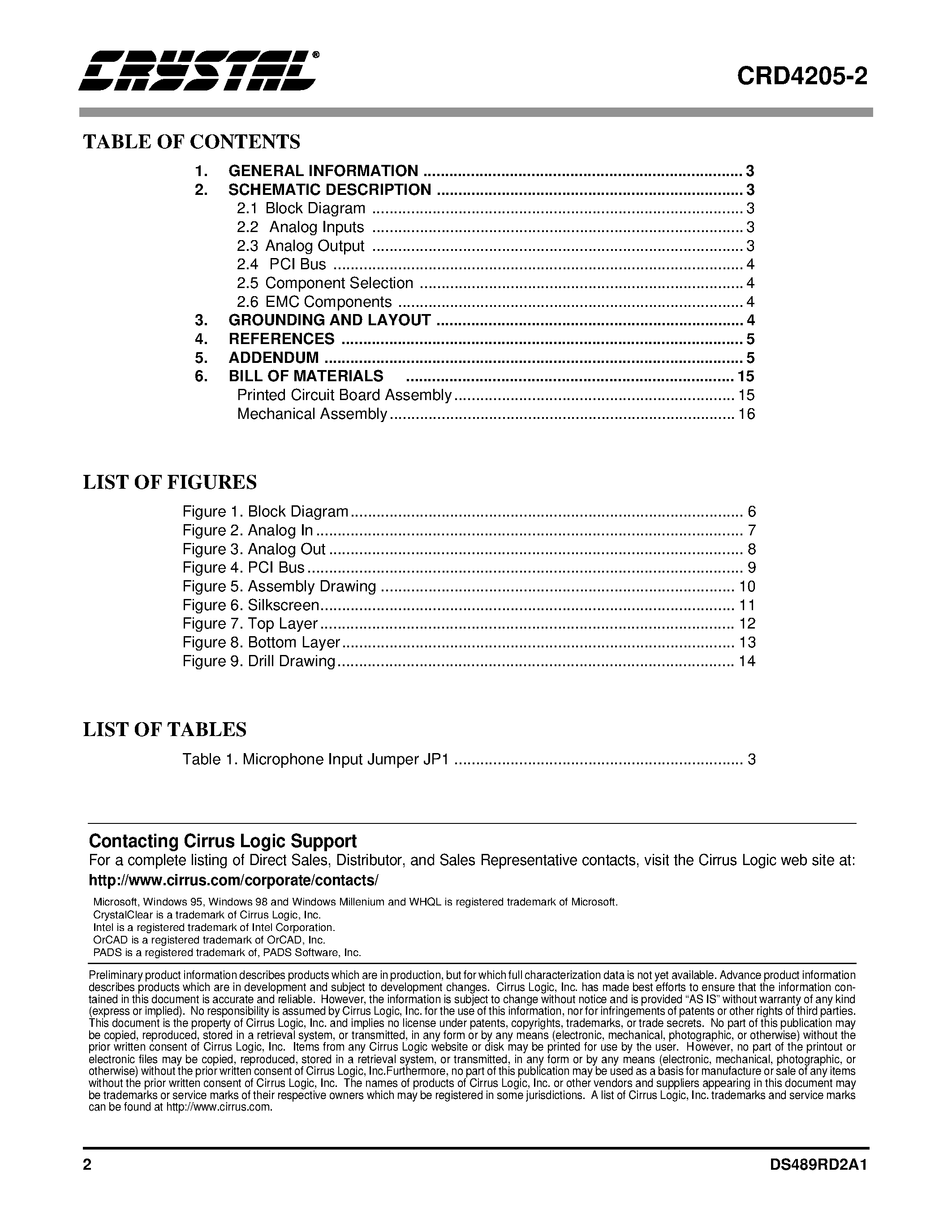 Datasheet CRD4205-2 - PC Audio Docking Station Companion Board page 2