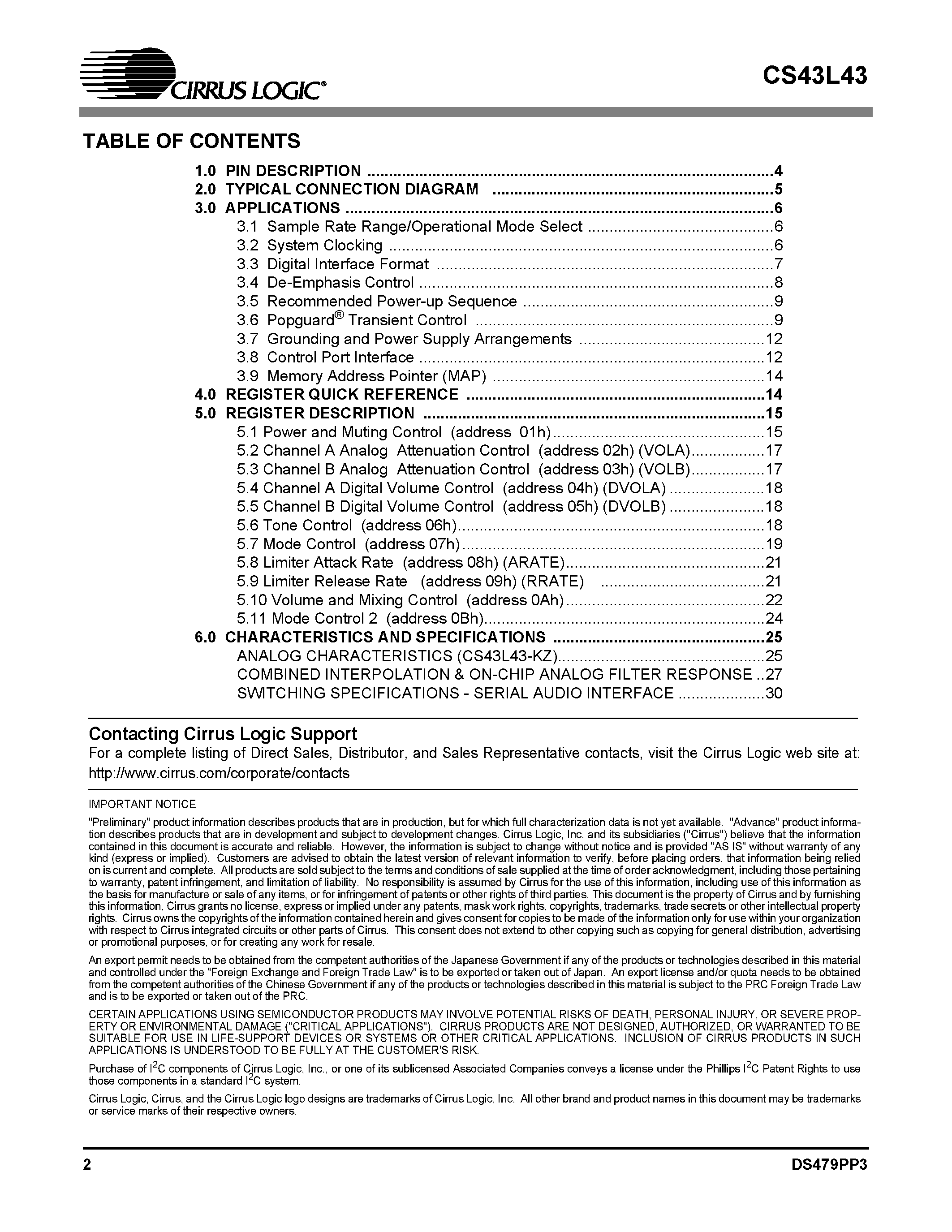Даташит CS43L43 - Stereo DAC страница 2