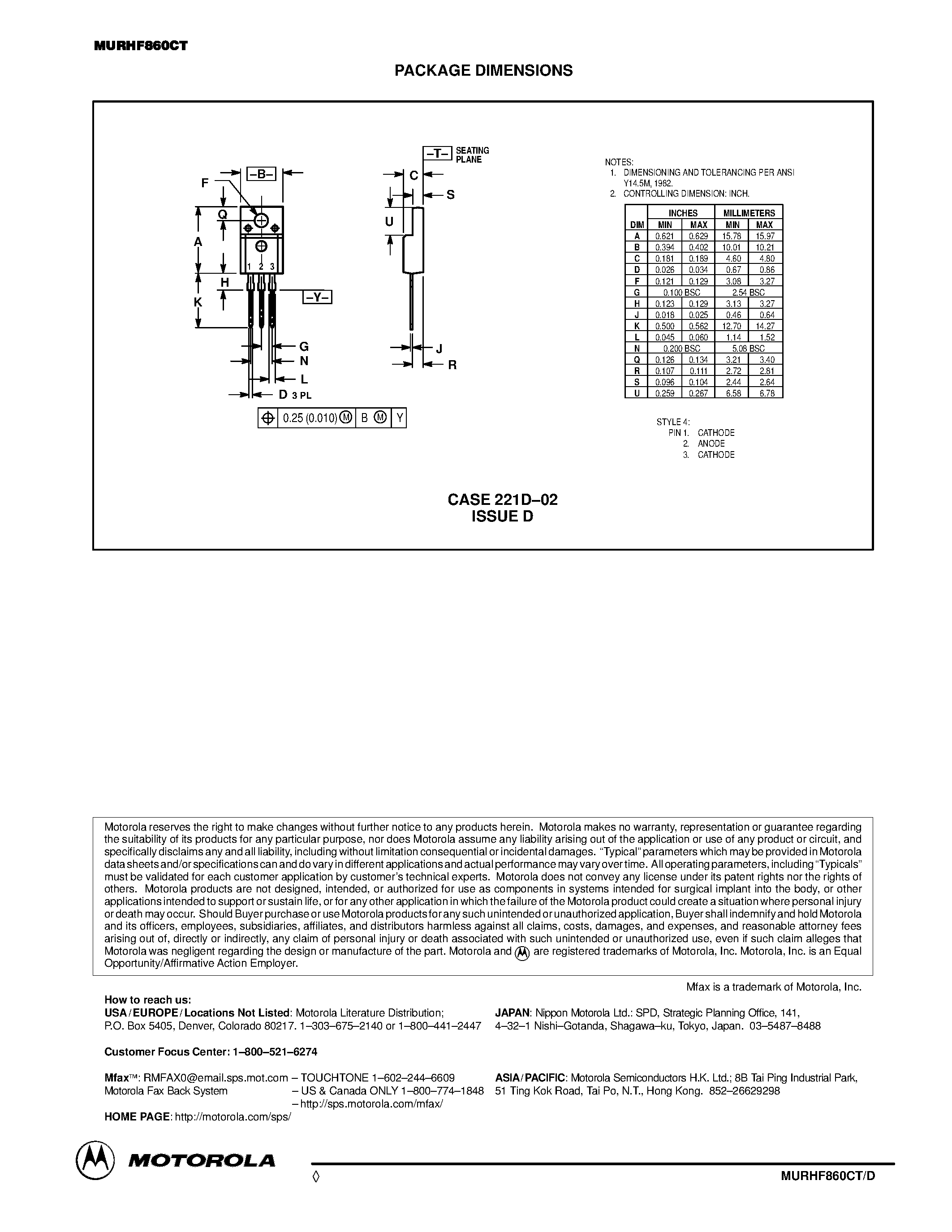 Даташит MURHF860CT - ULTRAFAST RECTIFIER страница 2