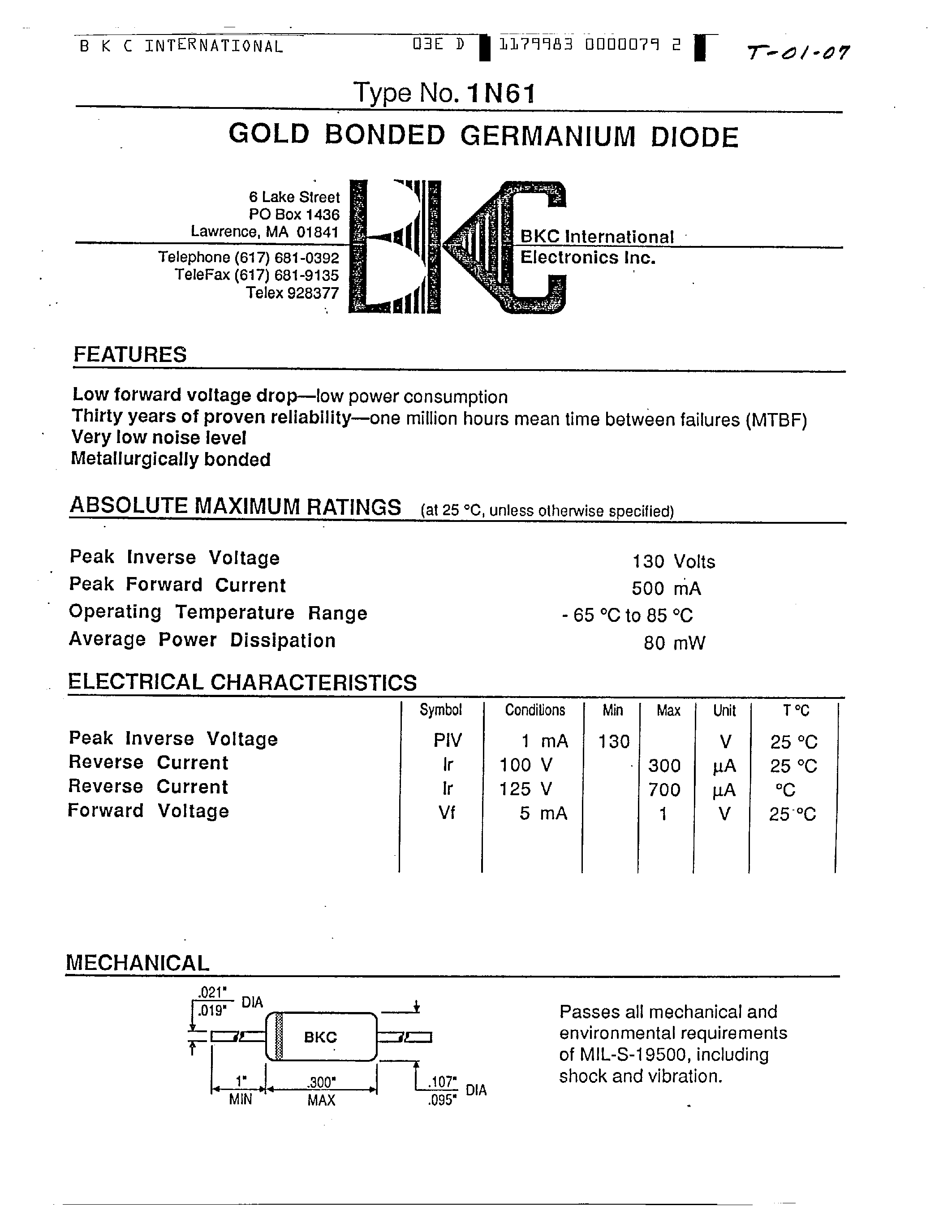 Datasheet 1N70 - (1N7x) GOLD BONDED DIODES page 2