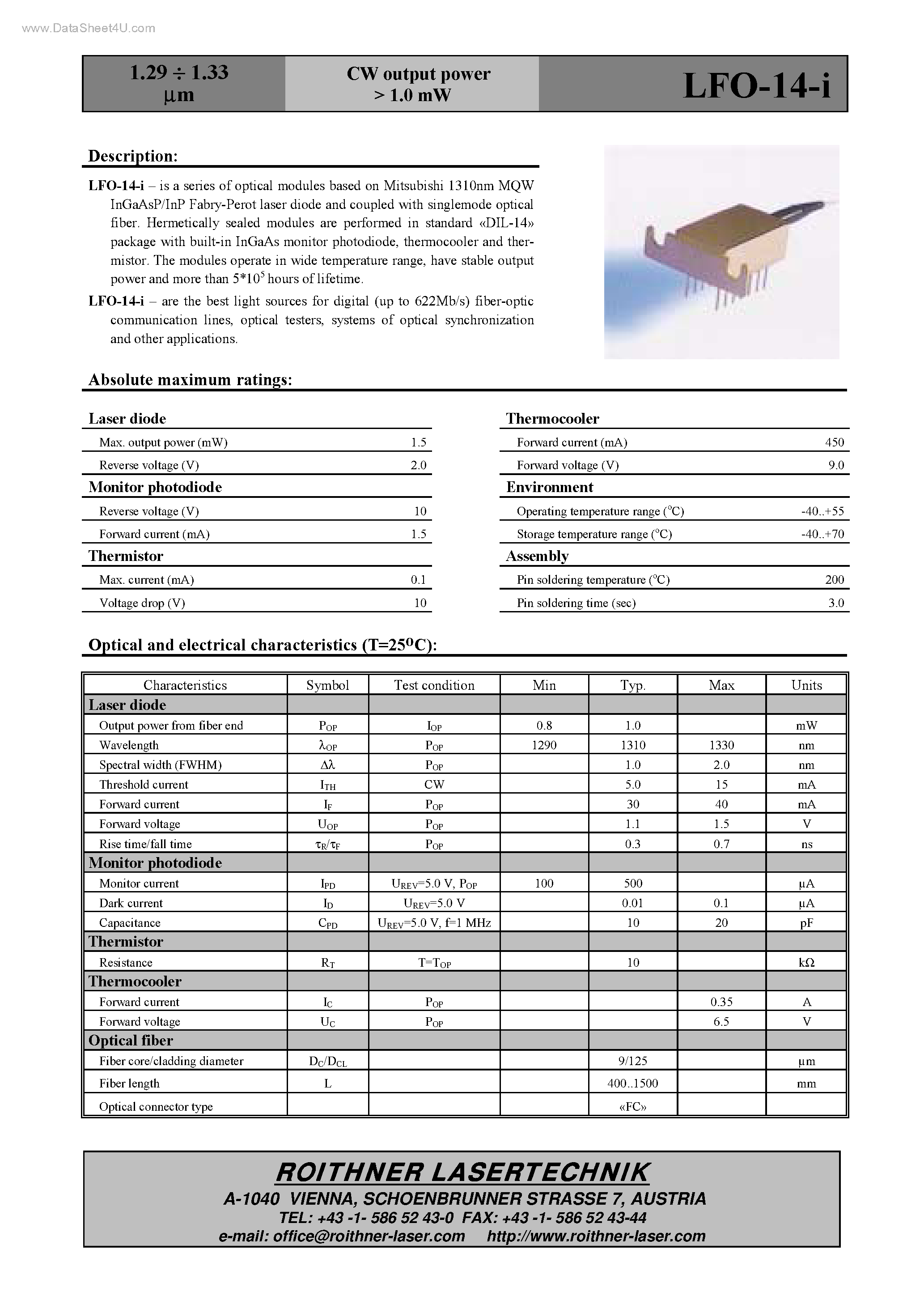 Даташит на микросхему LFO-14-I страница 1 Даташит LFO-14-I - CW output power страница 1