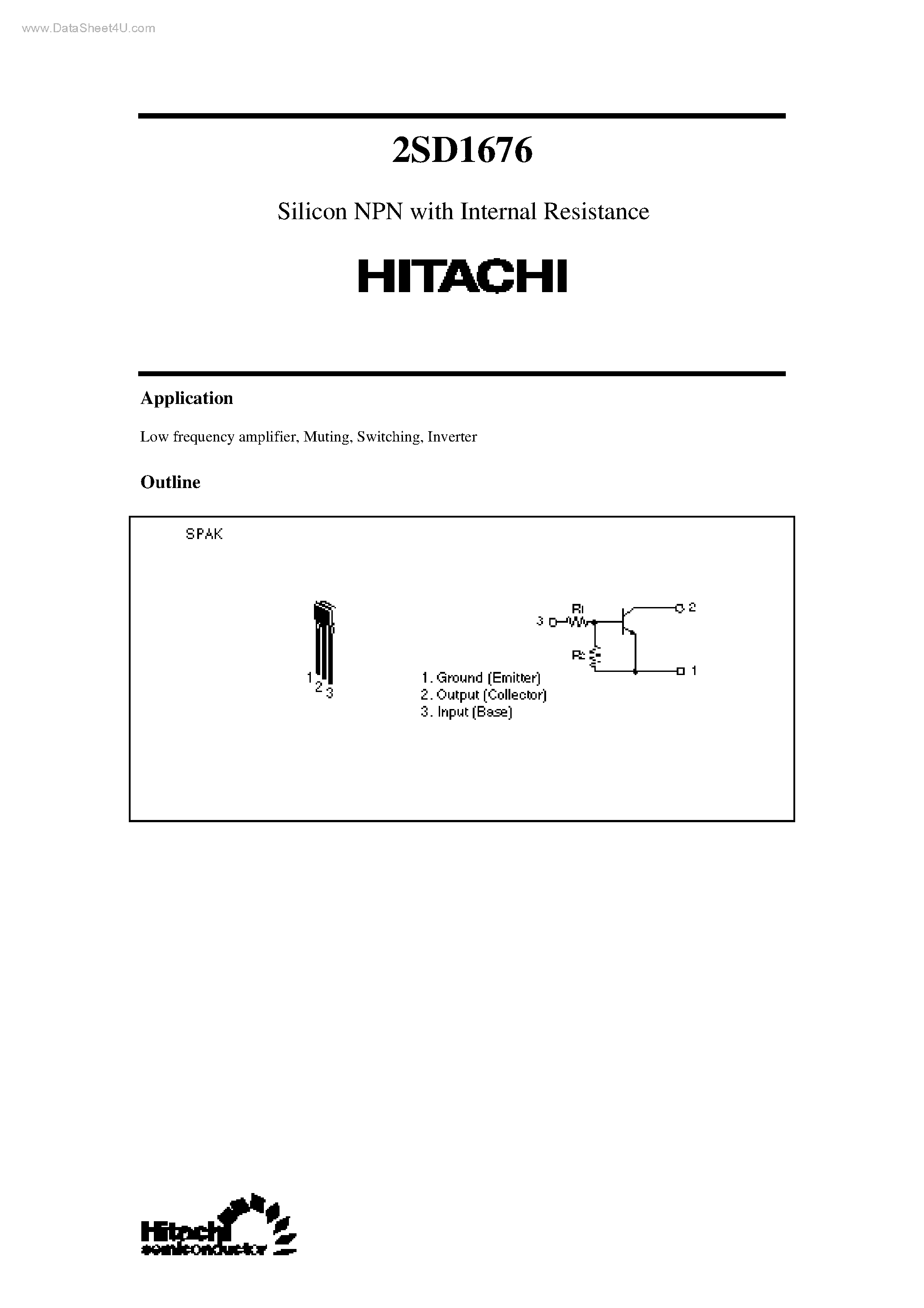 Datasheet 2SD1676 - Silicon NPN page 1